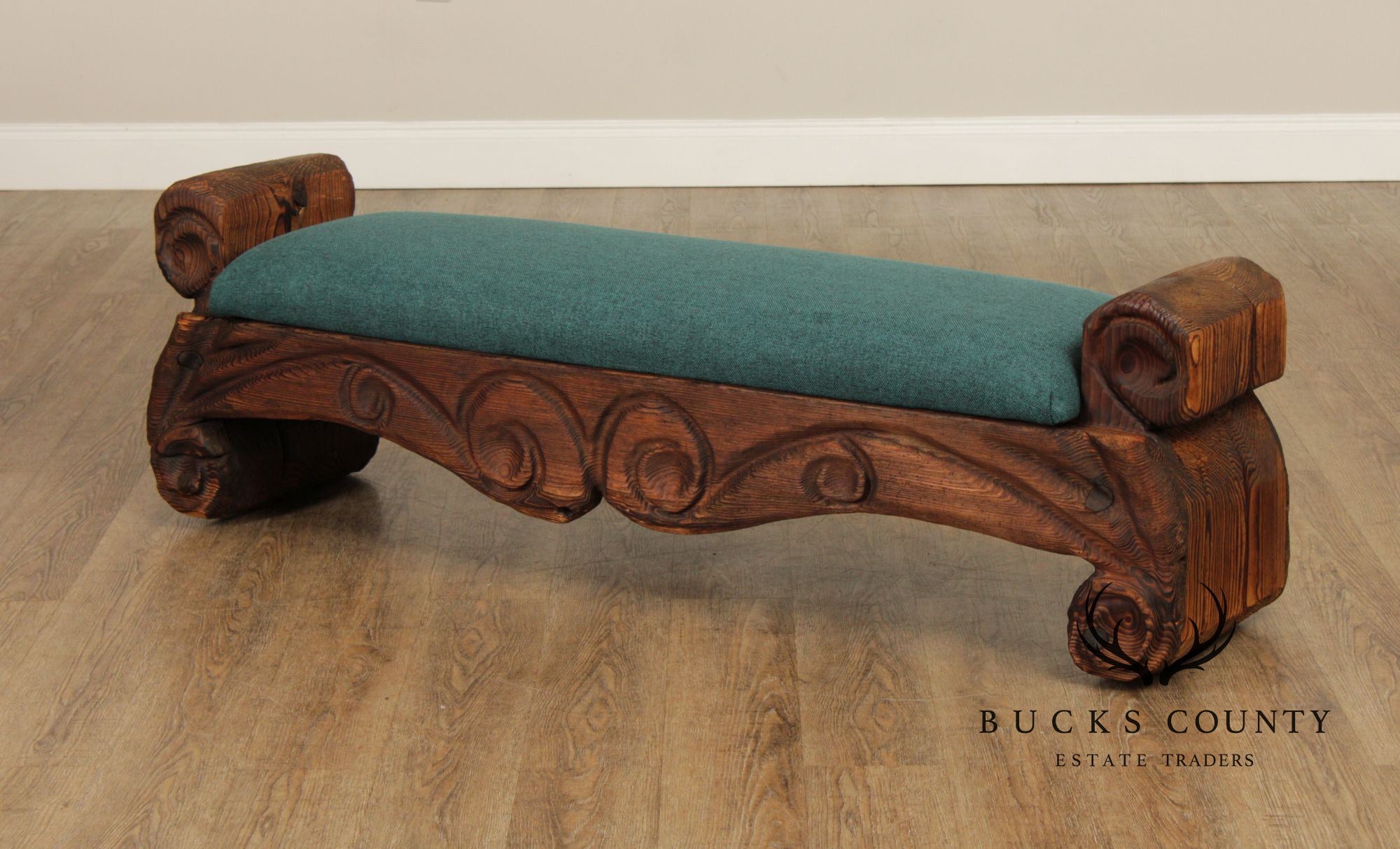 Witco Mid-Century Carved Pine Tiki Bench