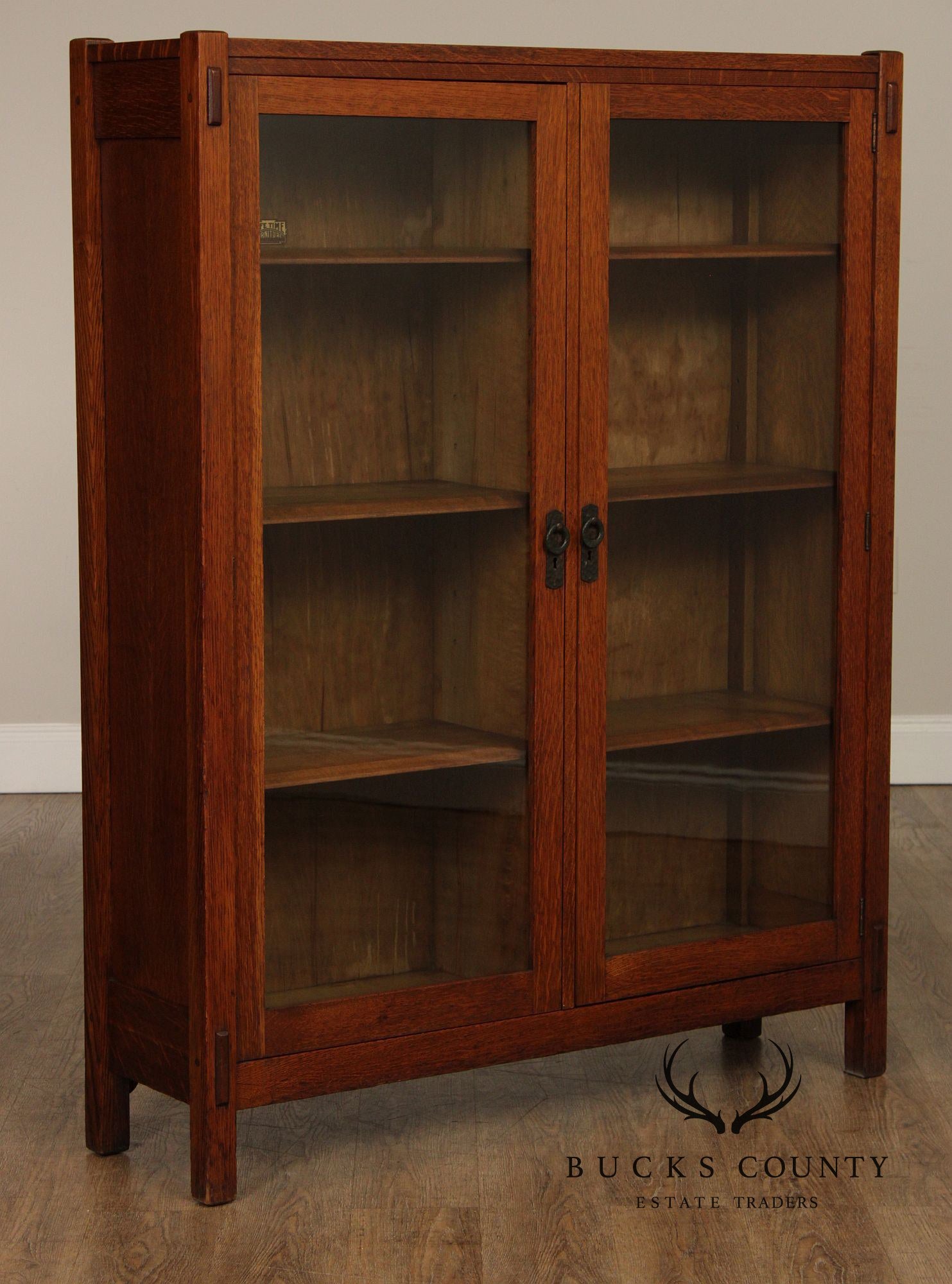 Lifetime Furniture Antique Mission Oak Two-Door Bookcase