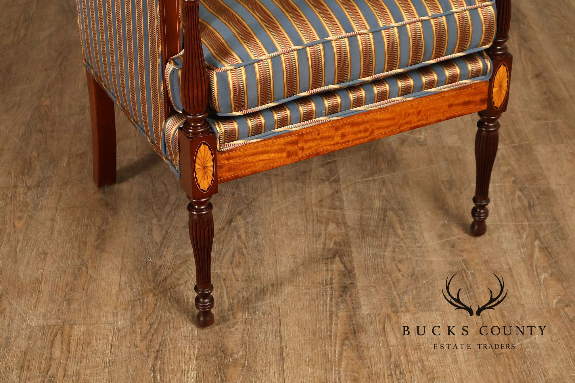 Sheraton Style Vintage Inlaid Mahogany Armchair