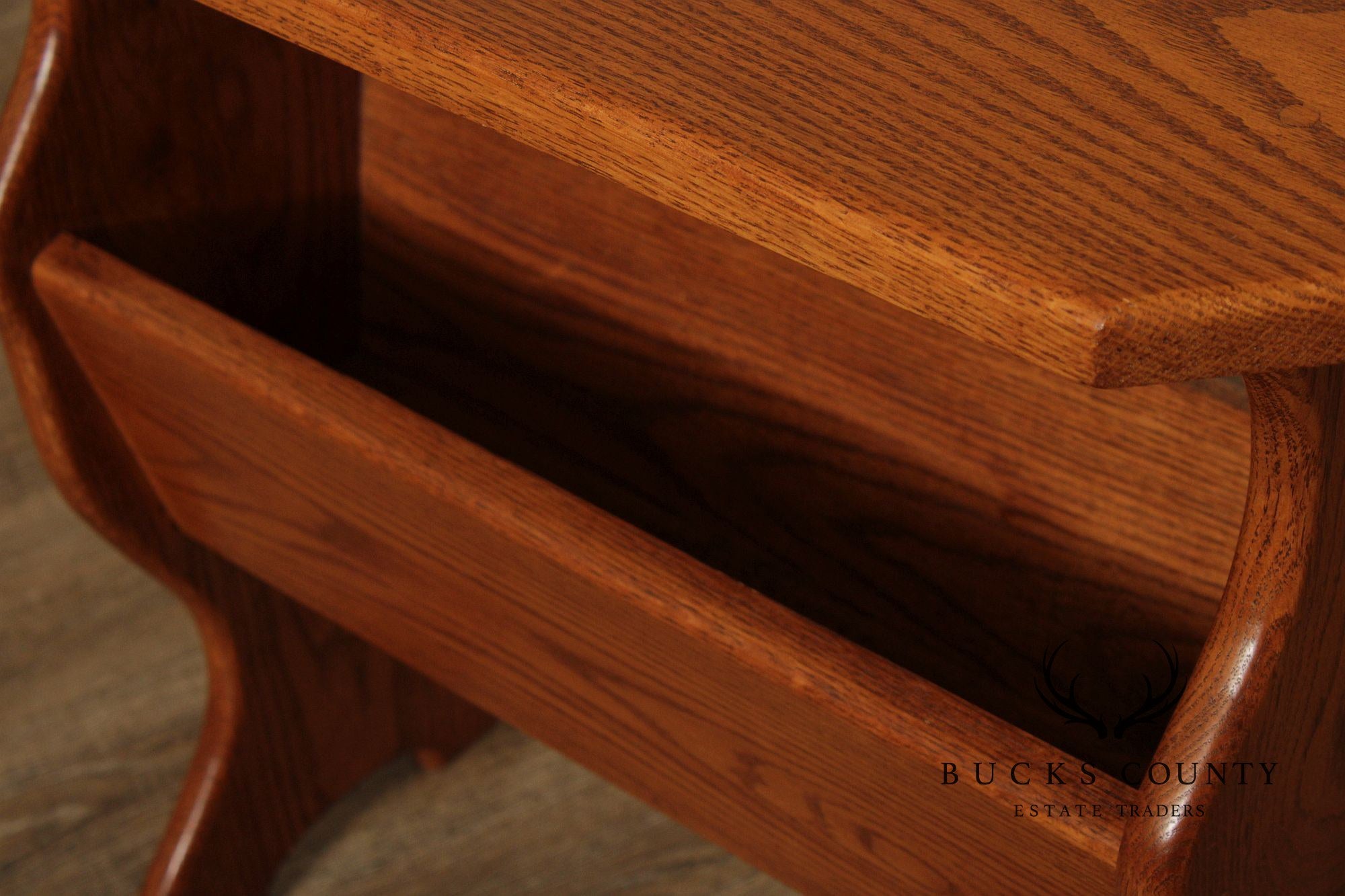 Vintage Oak Magazine Rack Side Table