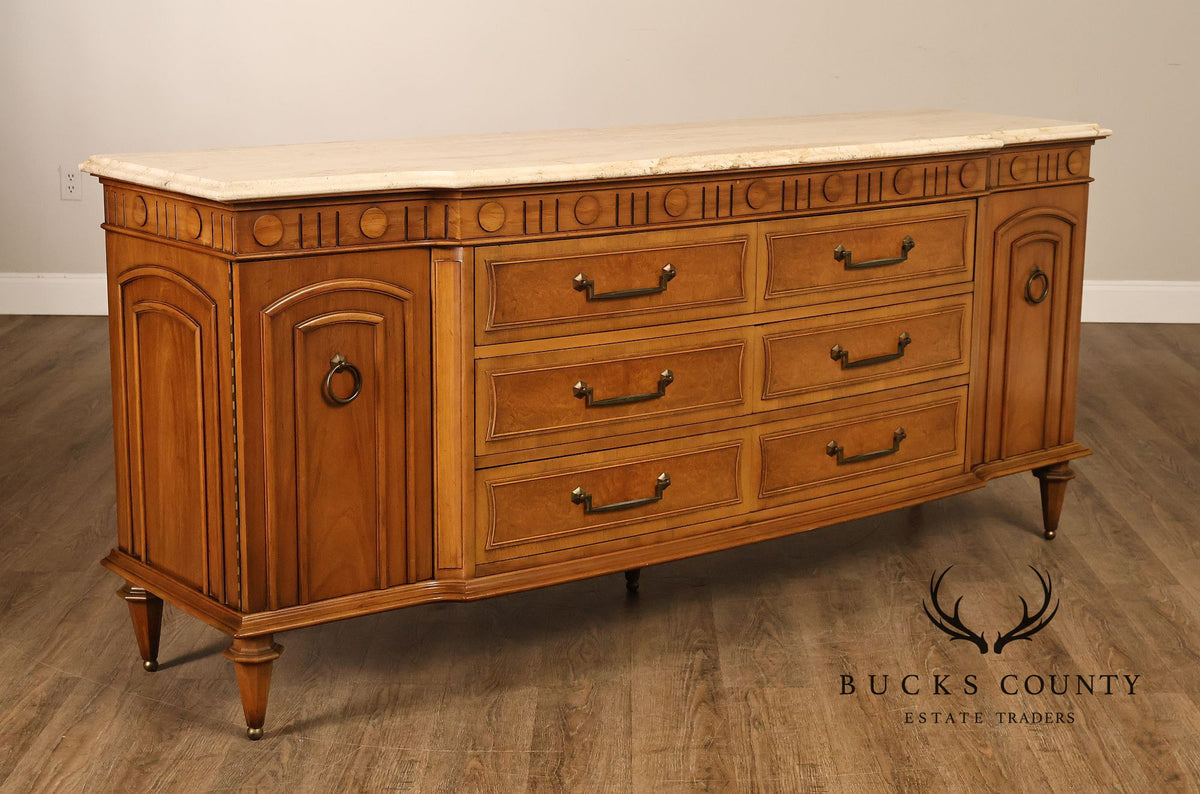 Italian Neoclassical Style Travertine Top Chest of Drawers