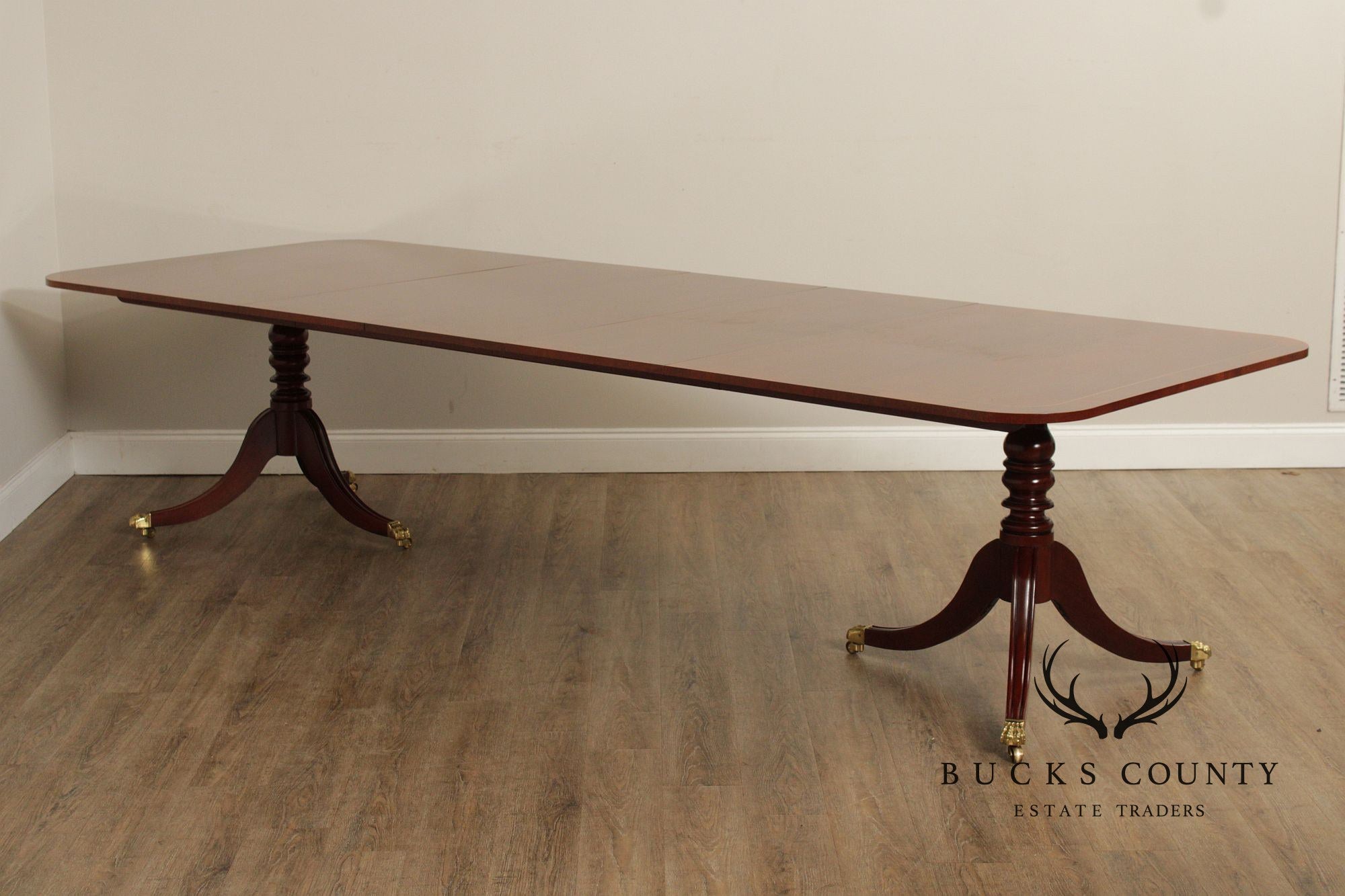 Baker Williamsburg Reproduction Double Pedestal Mahogany Dining Table