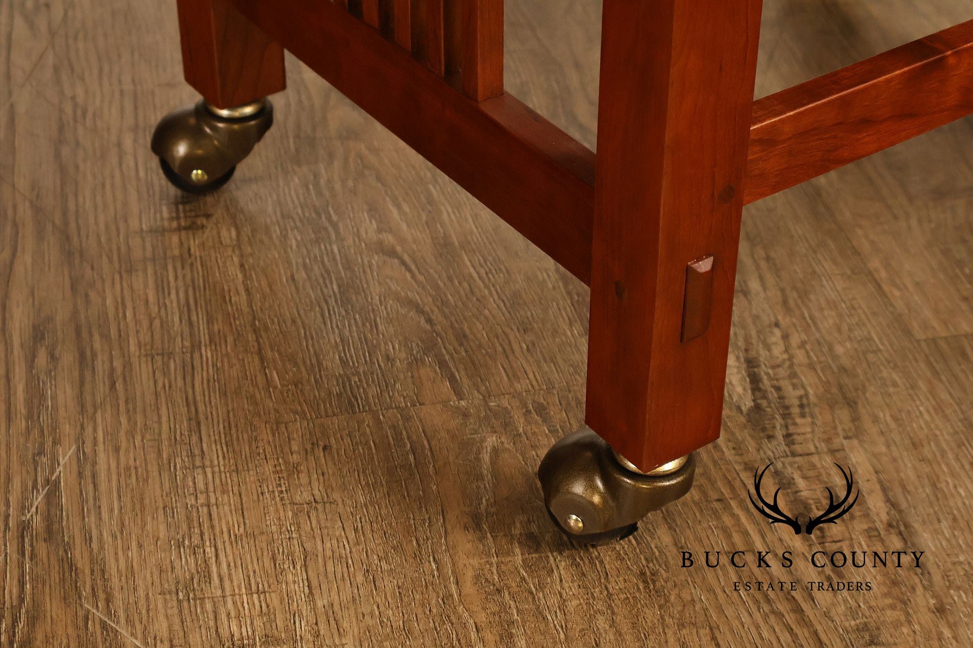 Stickley Mission Collection Pair Of Cherry And Leather Footstools