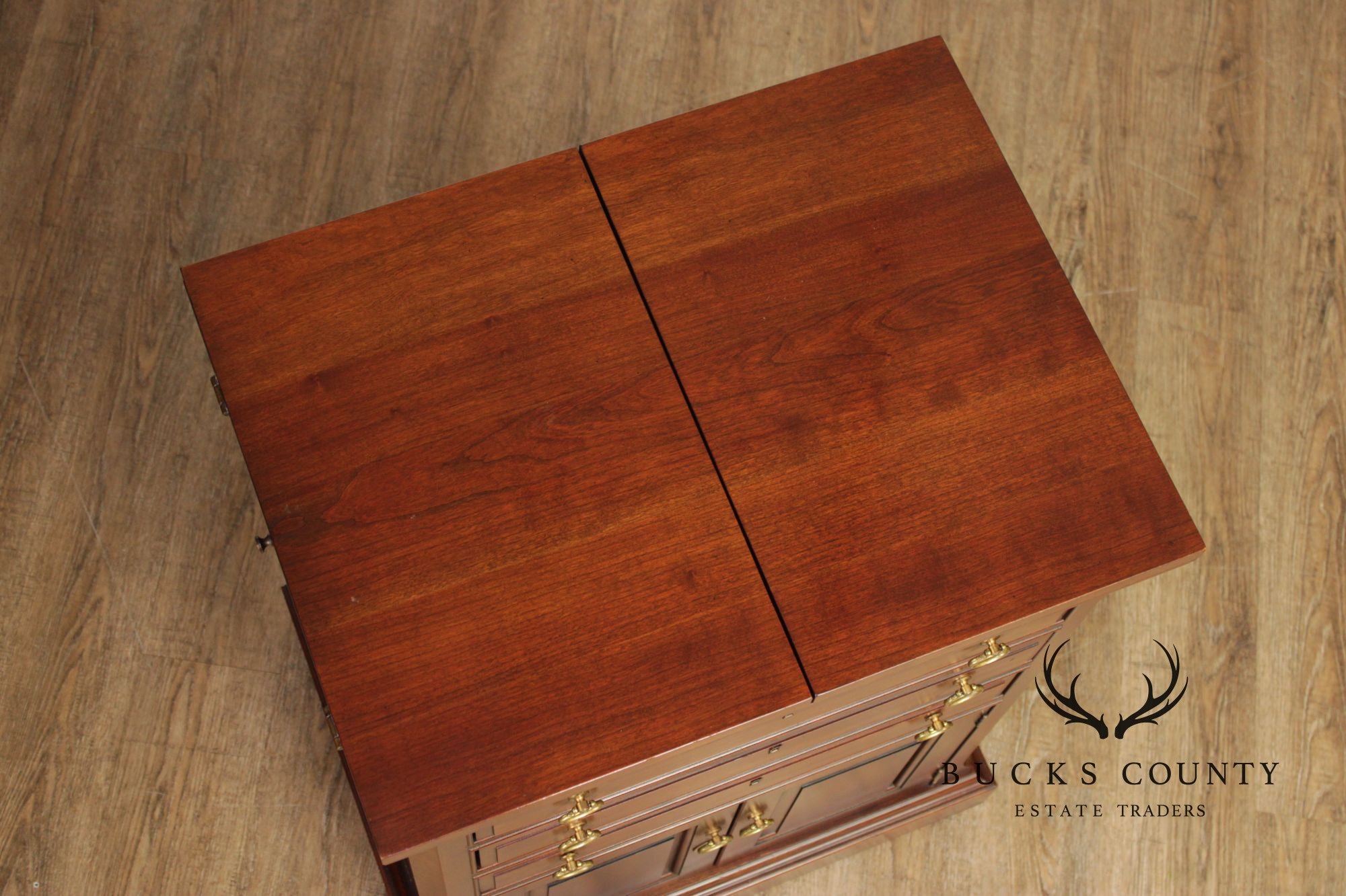 Pennsylvania House Cherry Flip Top Silver Chest Server Cabinet