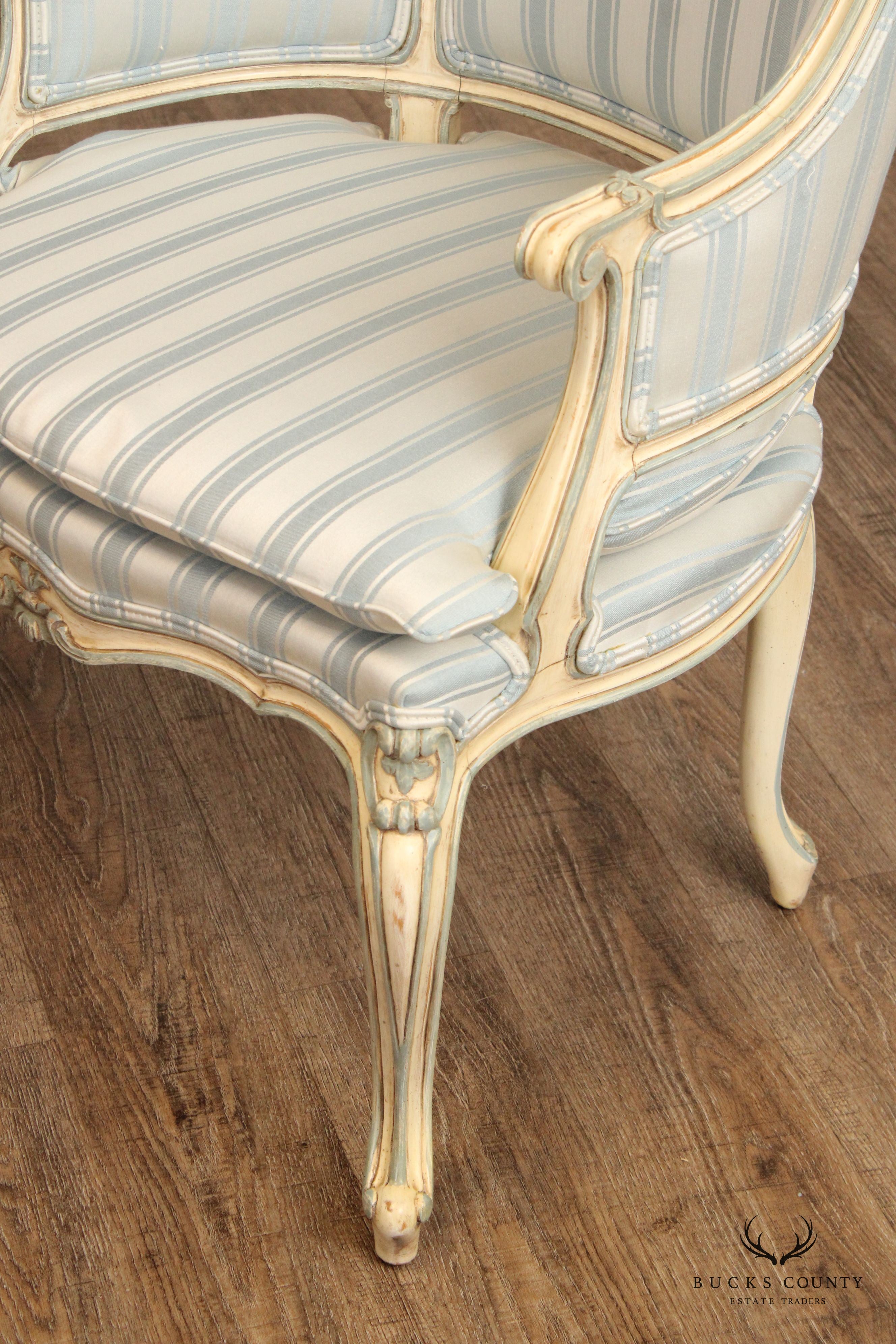 Karges French Provincial Style Painted Bergere Armchair