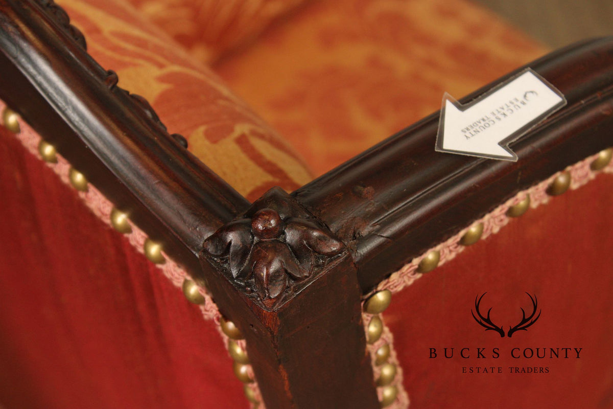 English Regency Style Antique Carved Mahogany Armchair