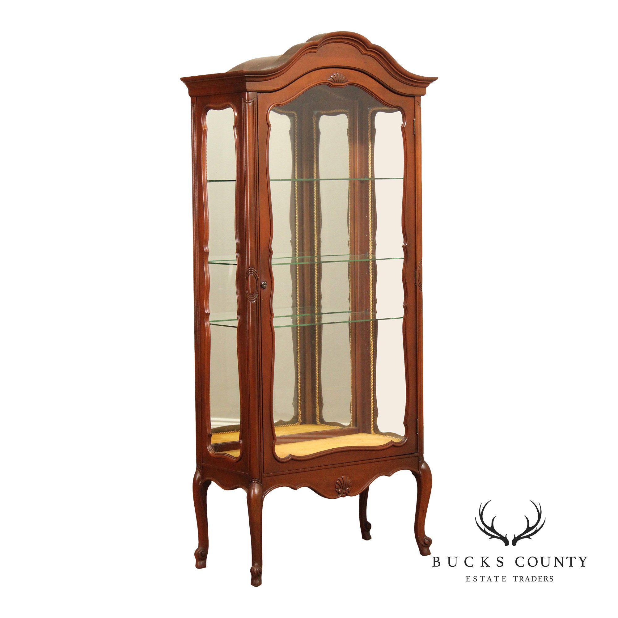 French Style Vintage Glass Curio Vitrine Cabinet
