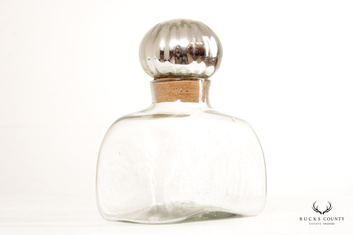 Mexican Vintage Blown Glass Stoppered Bottle or Decanter