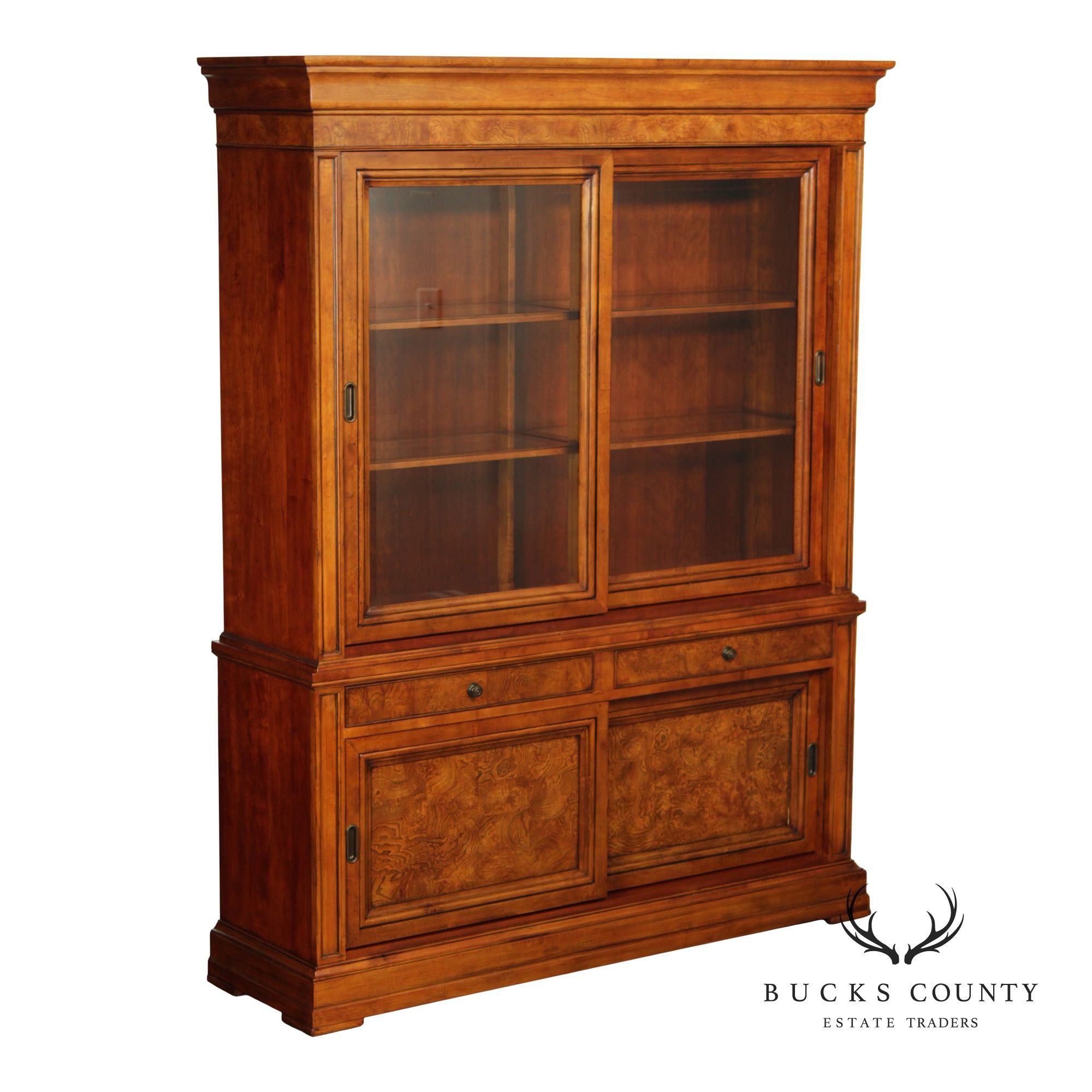 Ethan Allen 'Townhouse' Burlwood Bookcase China Display Cabinet