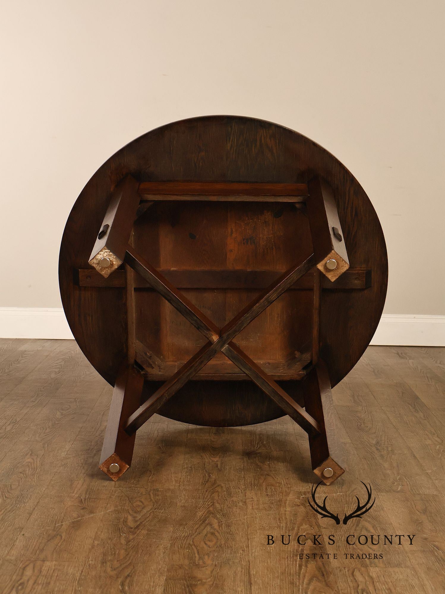 National Furniture Company Antique Mission Oak Round Lamp Table