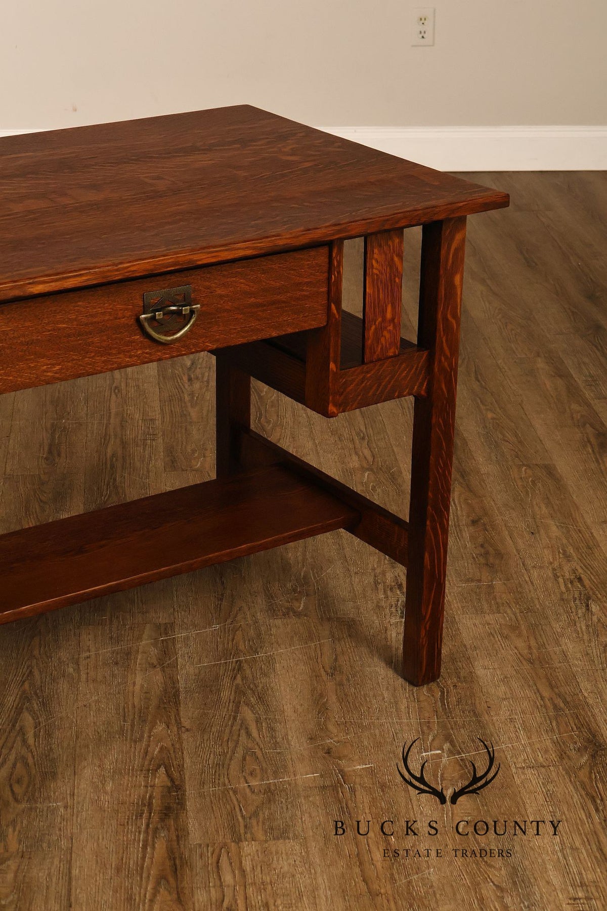 Antique Stickley Brothers Mission Oak One-Drawer Library Table