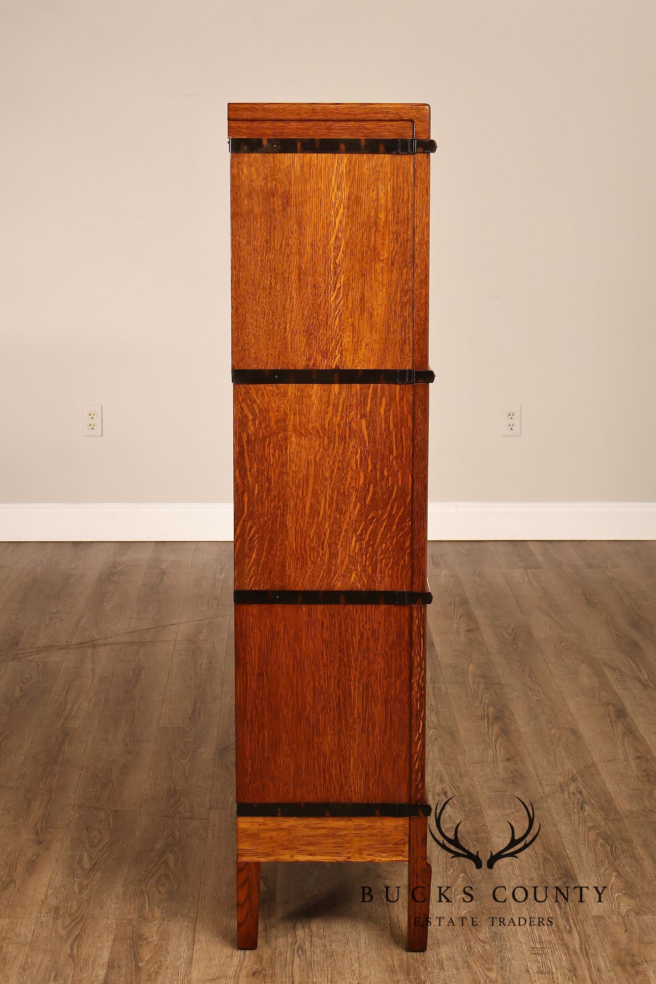 Macey Antique Oak Three Stack Barrister Bookcase