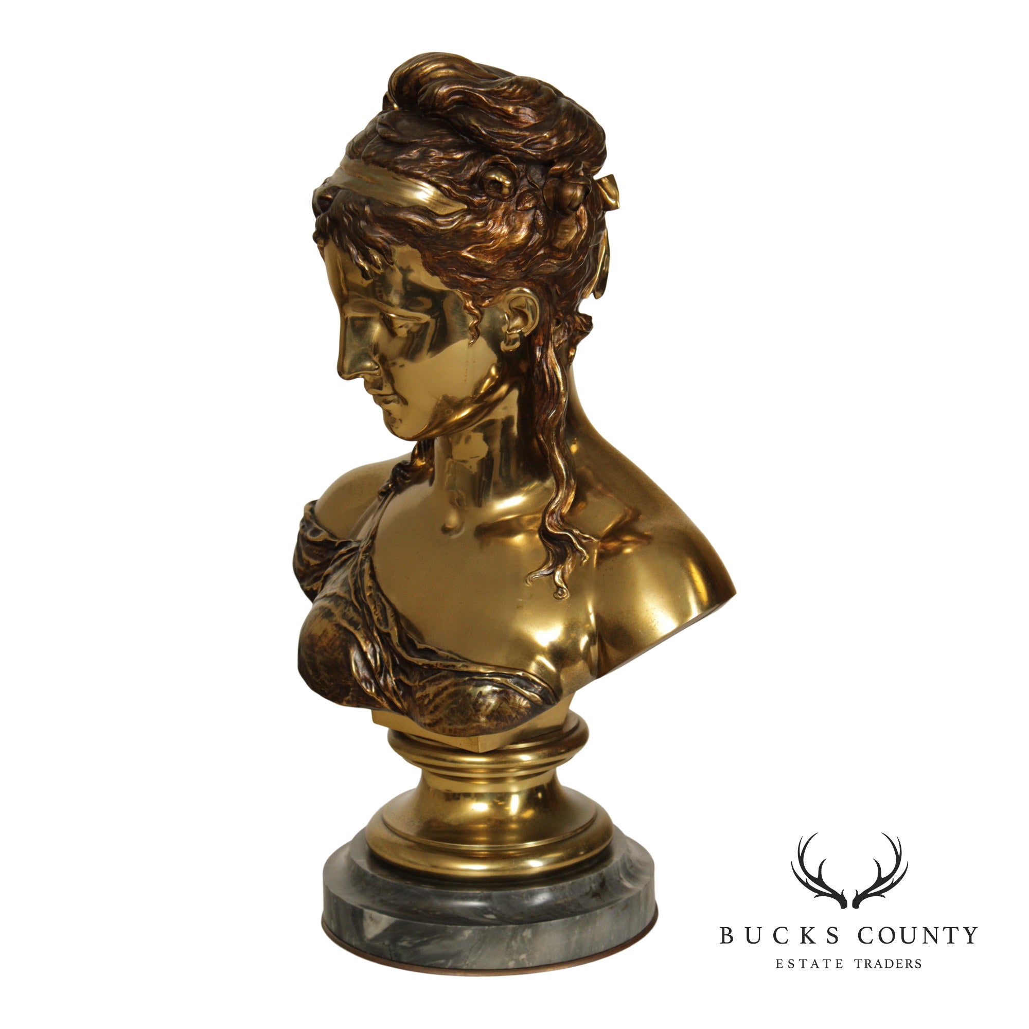 Etienne-Henri Dumaige Gilt Bronze Bust of a Woman