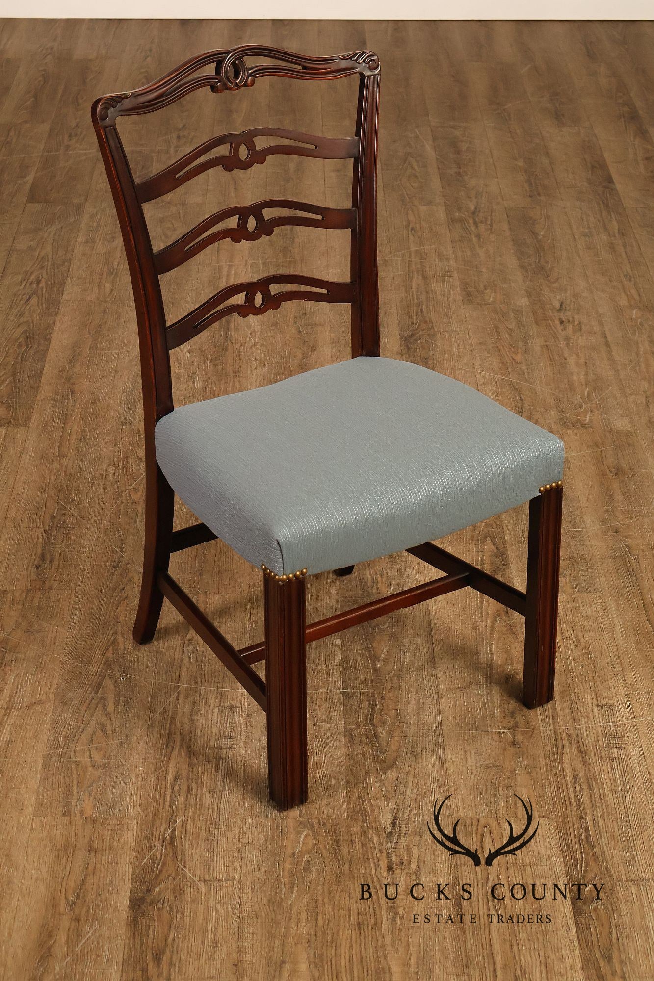 1940's Chippendale Style Set Of Six Mahogany Ladder Back Dining Chairs