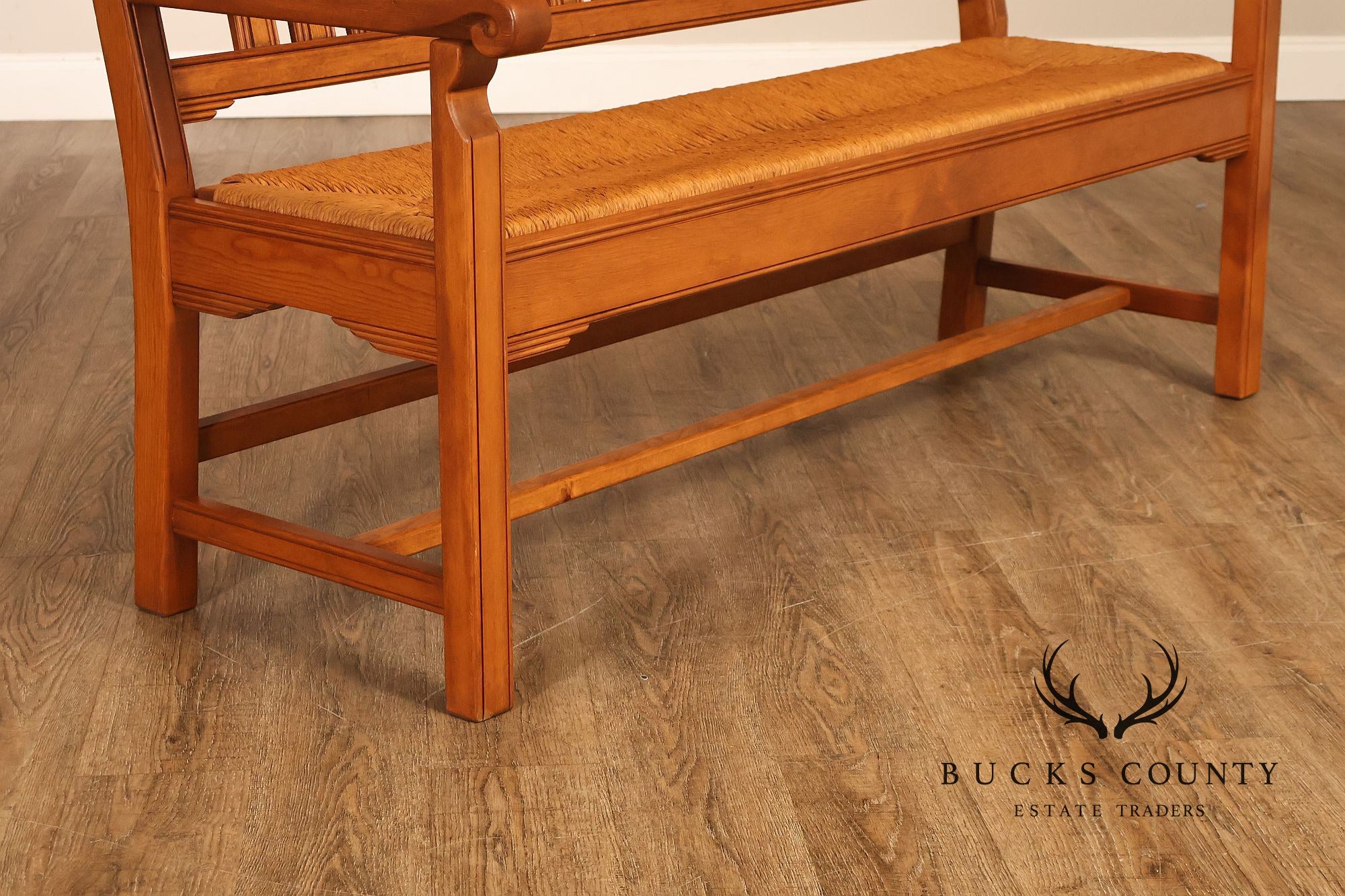 Vintage Southwestern Style Rush Seat Bench