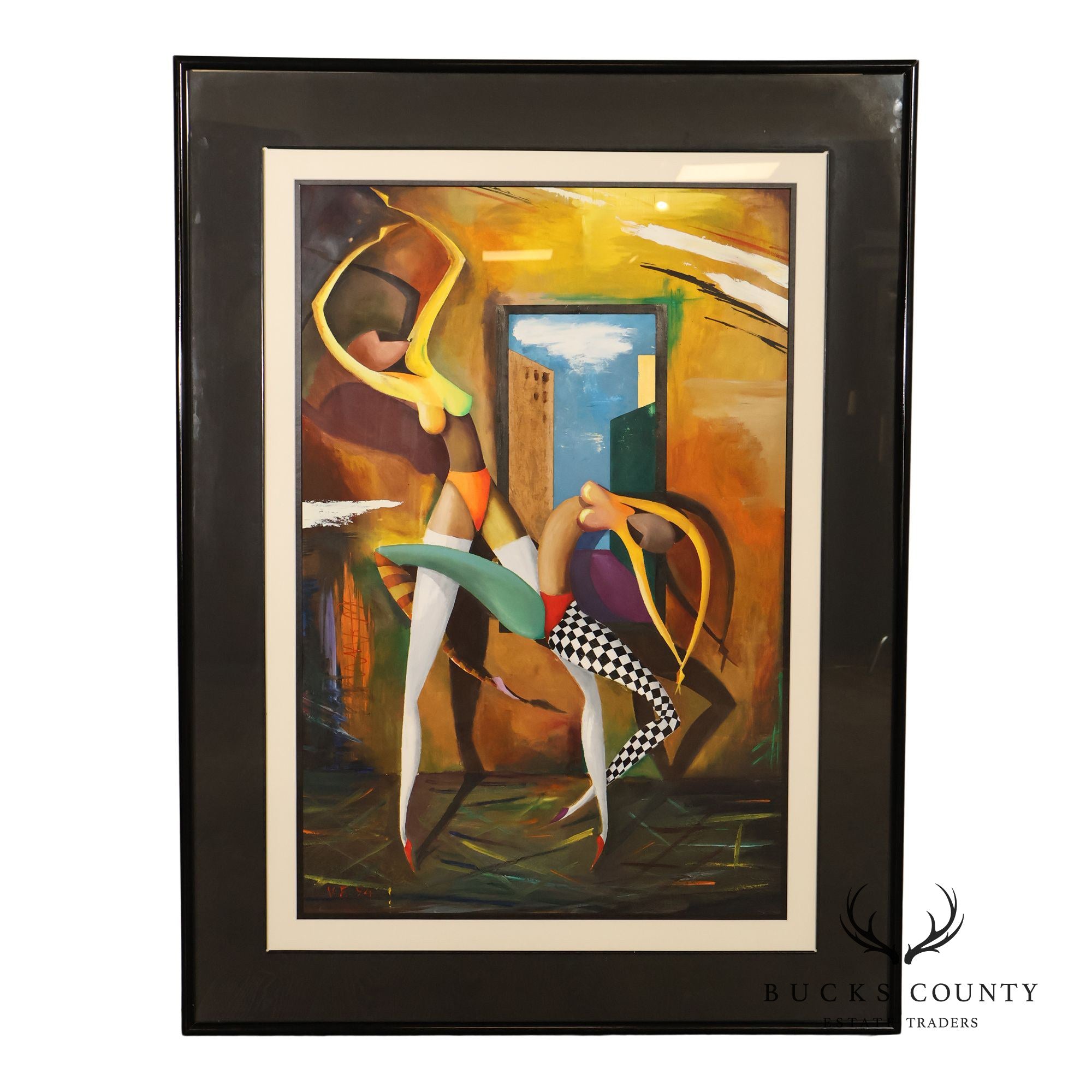 Large Framed Oil Painting Of Dancers By Vassily Fedulov