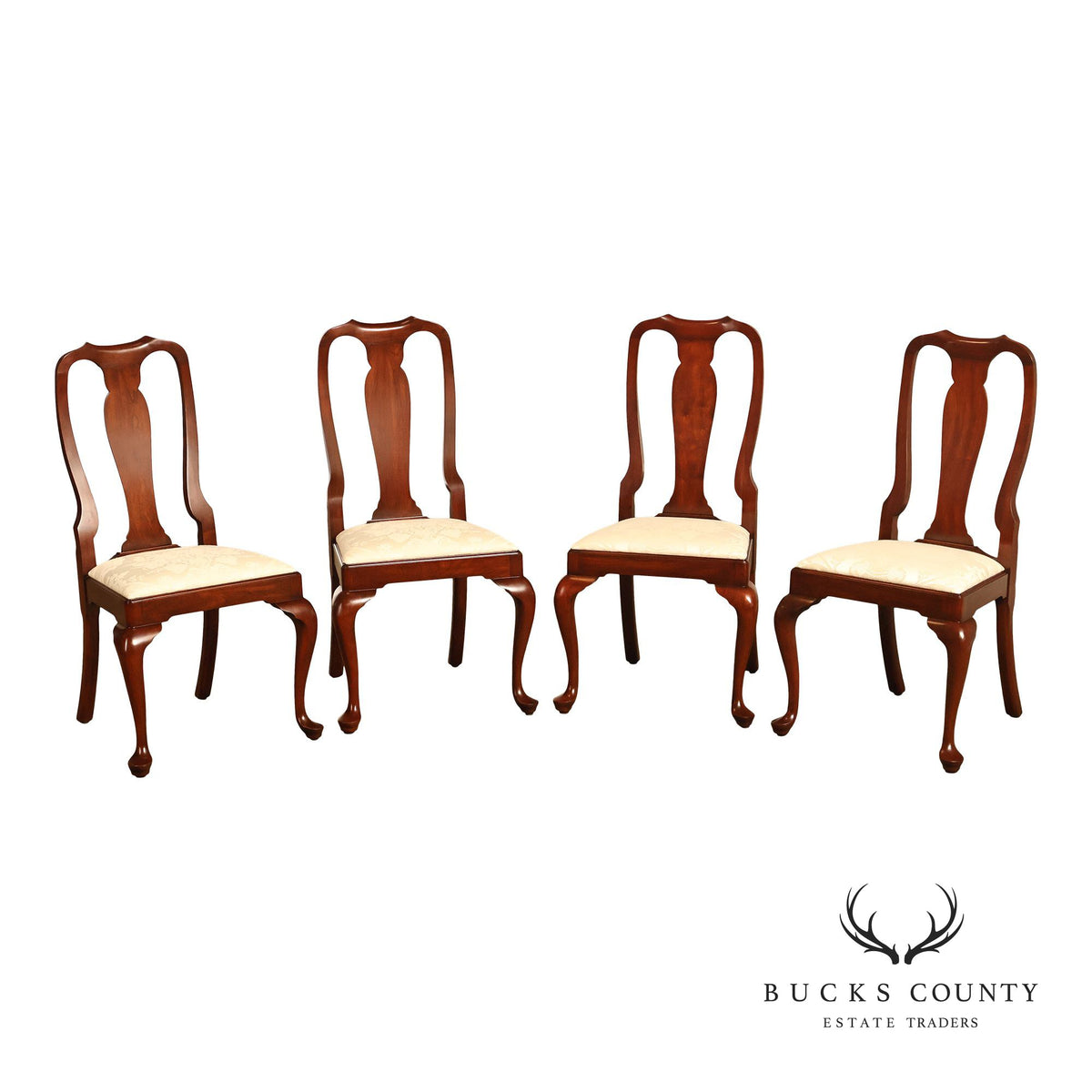 Henkel Harris Queen Anne Set of Six Cherry Dining Chairs