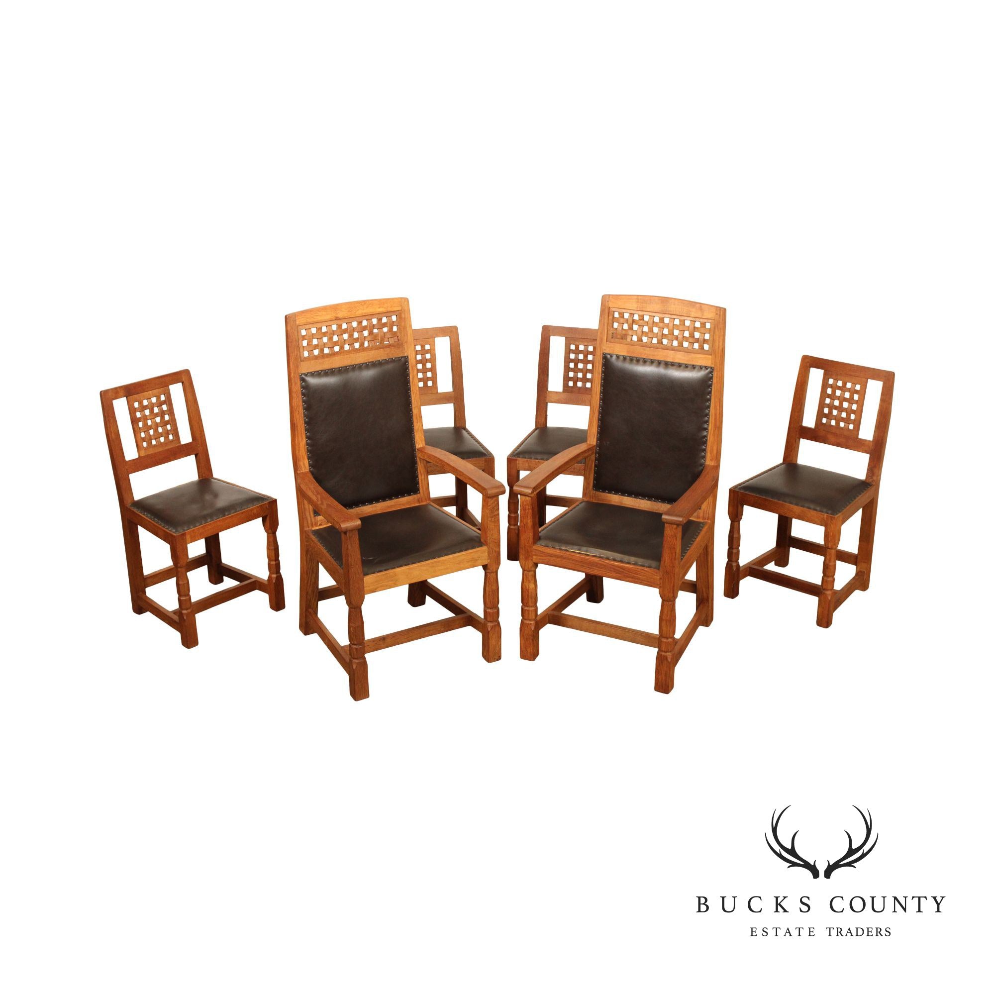 Derek Slater 'Fishman' Arts & Crafts Style Set of Six Dining Chairs