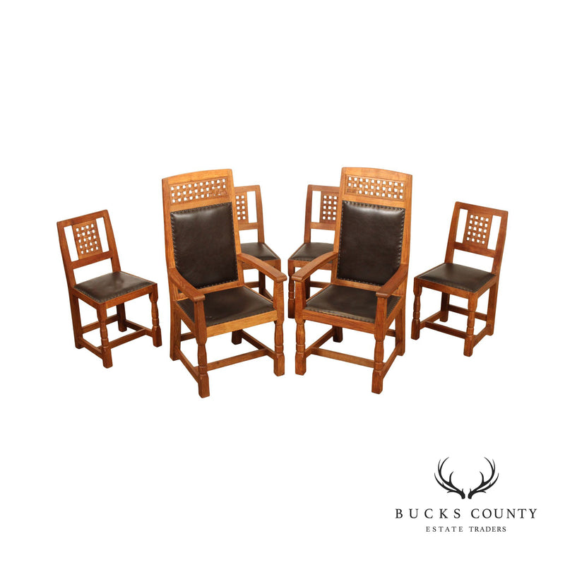 Derek Slater Fishman Arts & Crafts Style Set of Six Dining Chairs