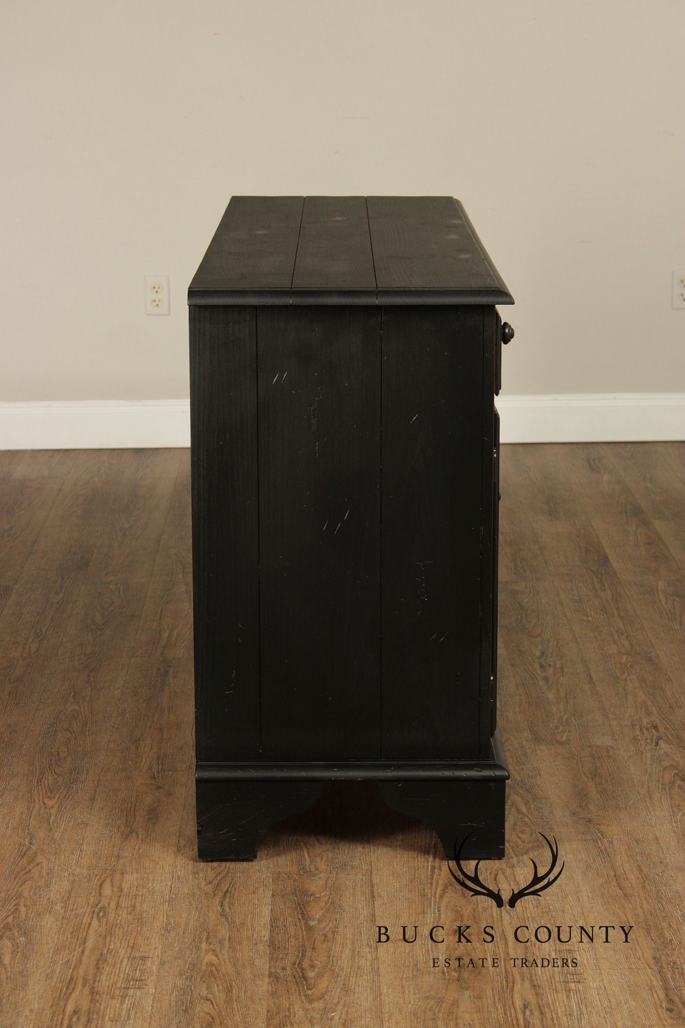 Ethan Allen Made In America Black Painted Three Drawer Buffet