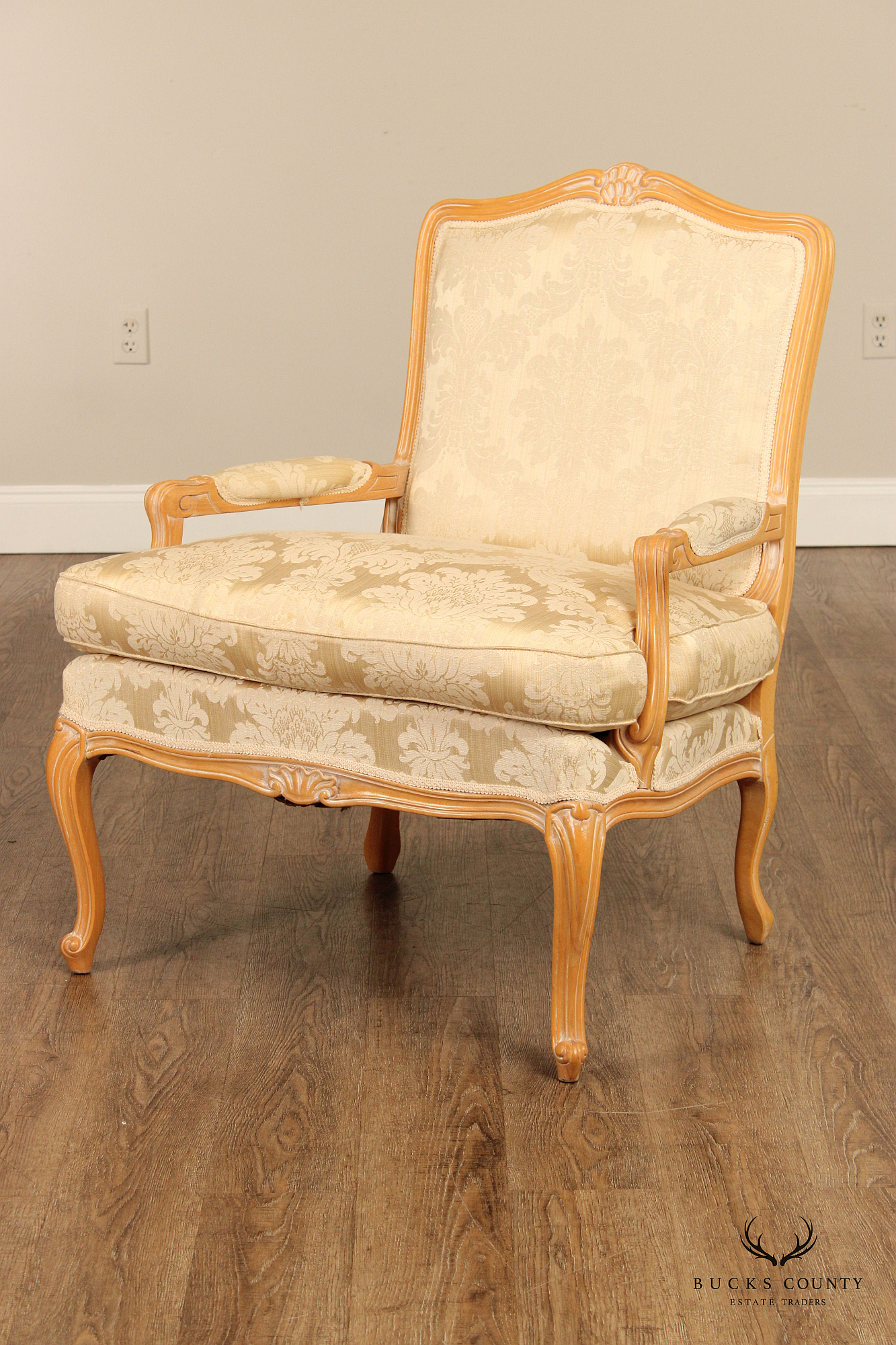 French Louis XV Style Custom Upholstered Fauteuil Armchair