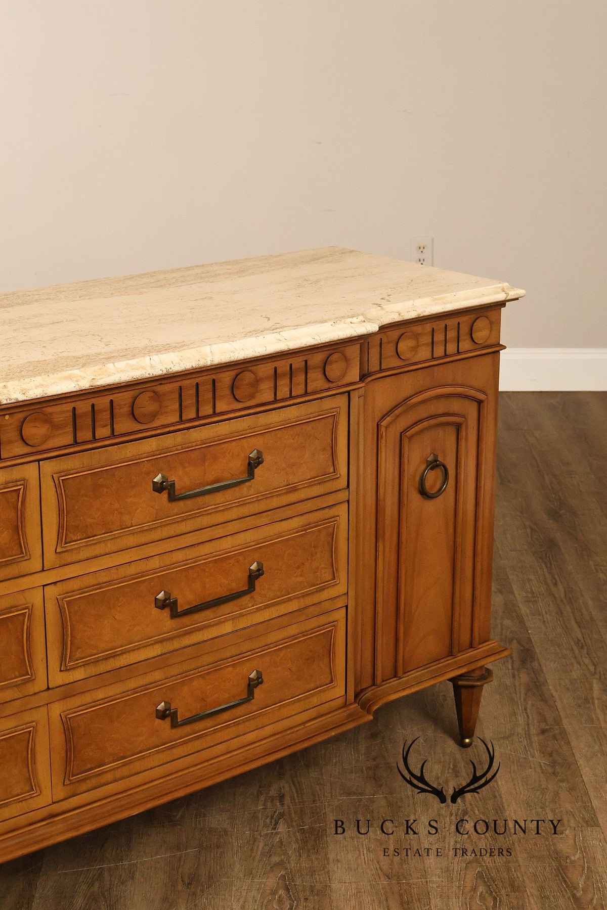 Italian Neoclassical Style Travertine Top Chest of Drawers