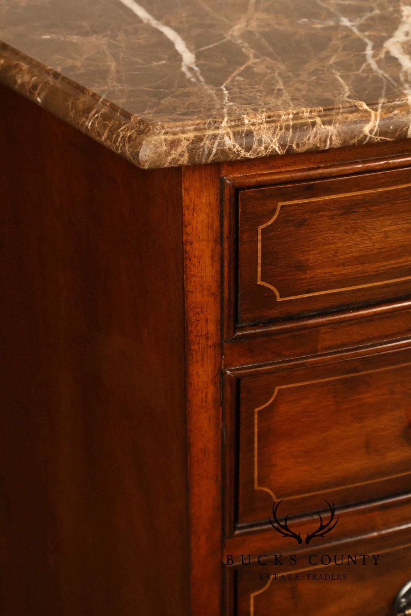 Drexel Heritage Covington Park Pair Of Mahogany Marble Top Bachelor Chests