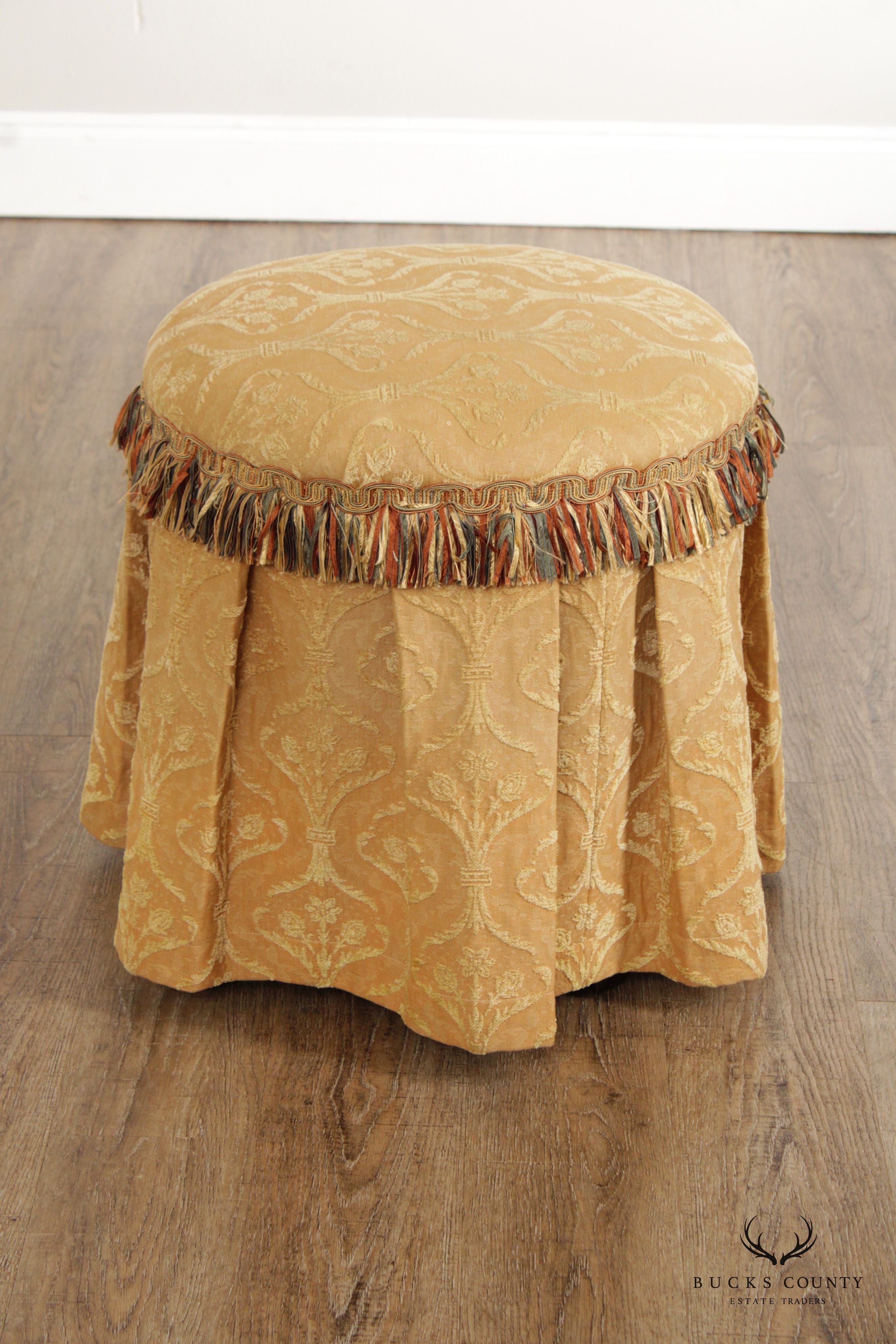 Traditional Custom Upholstered Round Vanity Stool