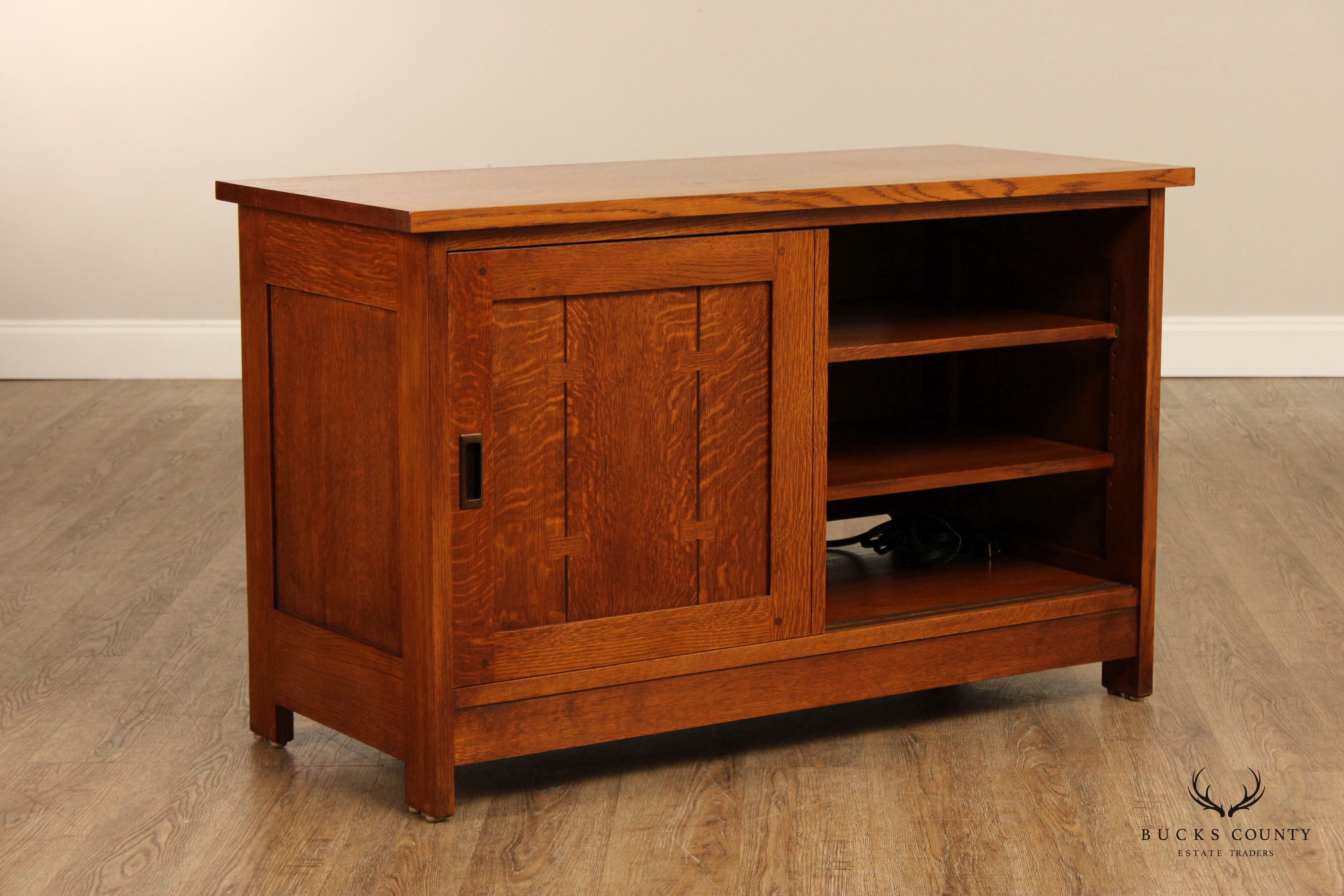 Stickley Mission Collection Oak Sliding Door TV Console