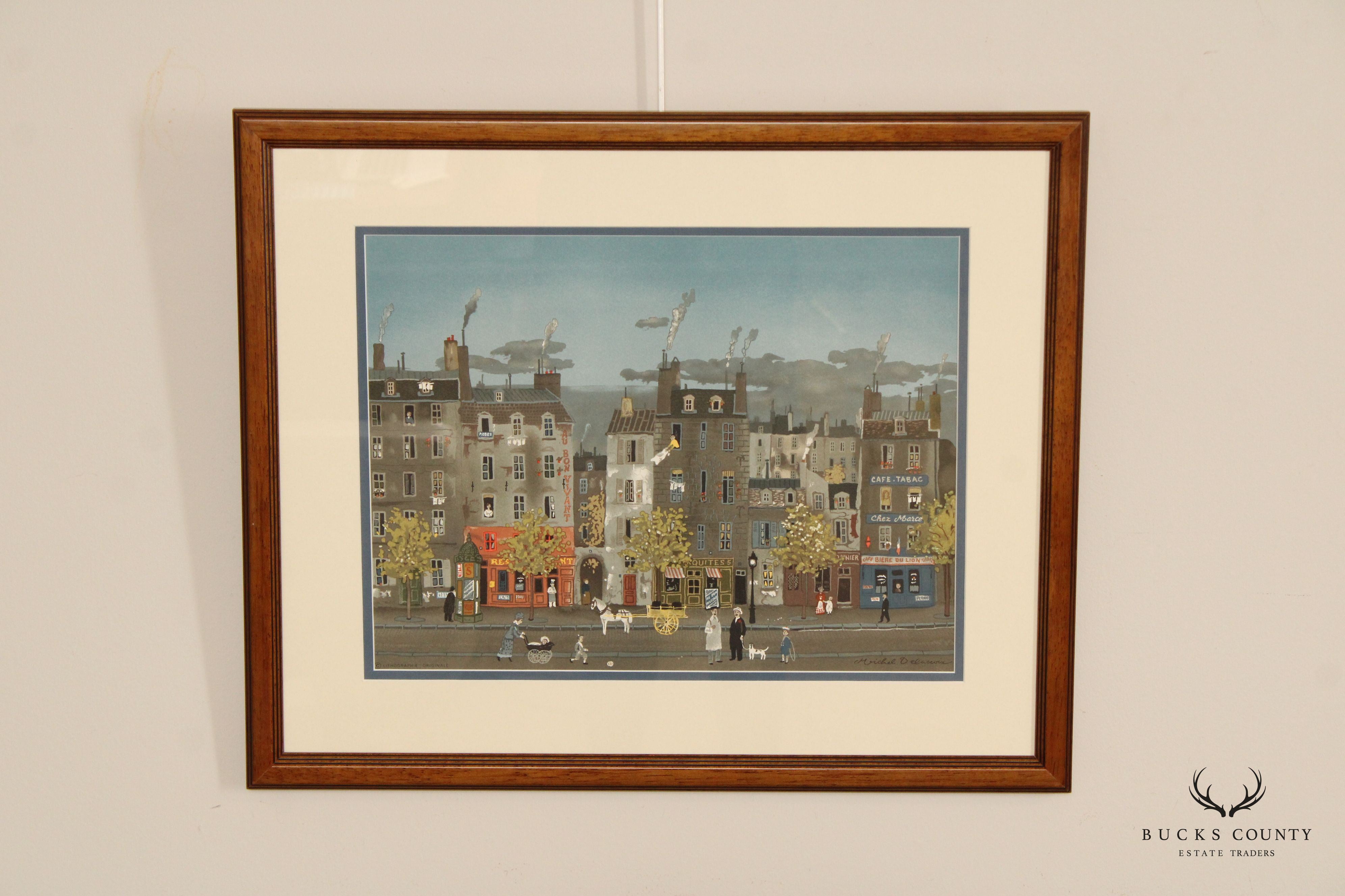 Michel Delacroix 'L'Homme Sandwich' Framed Colored Lithograph