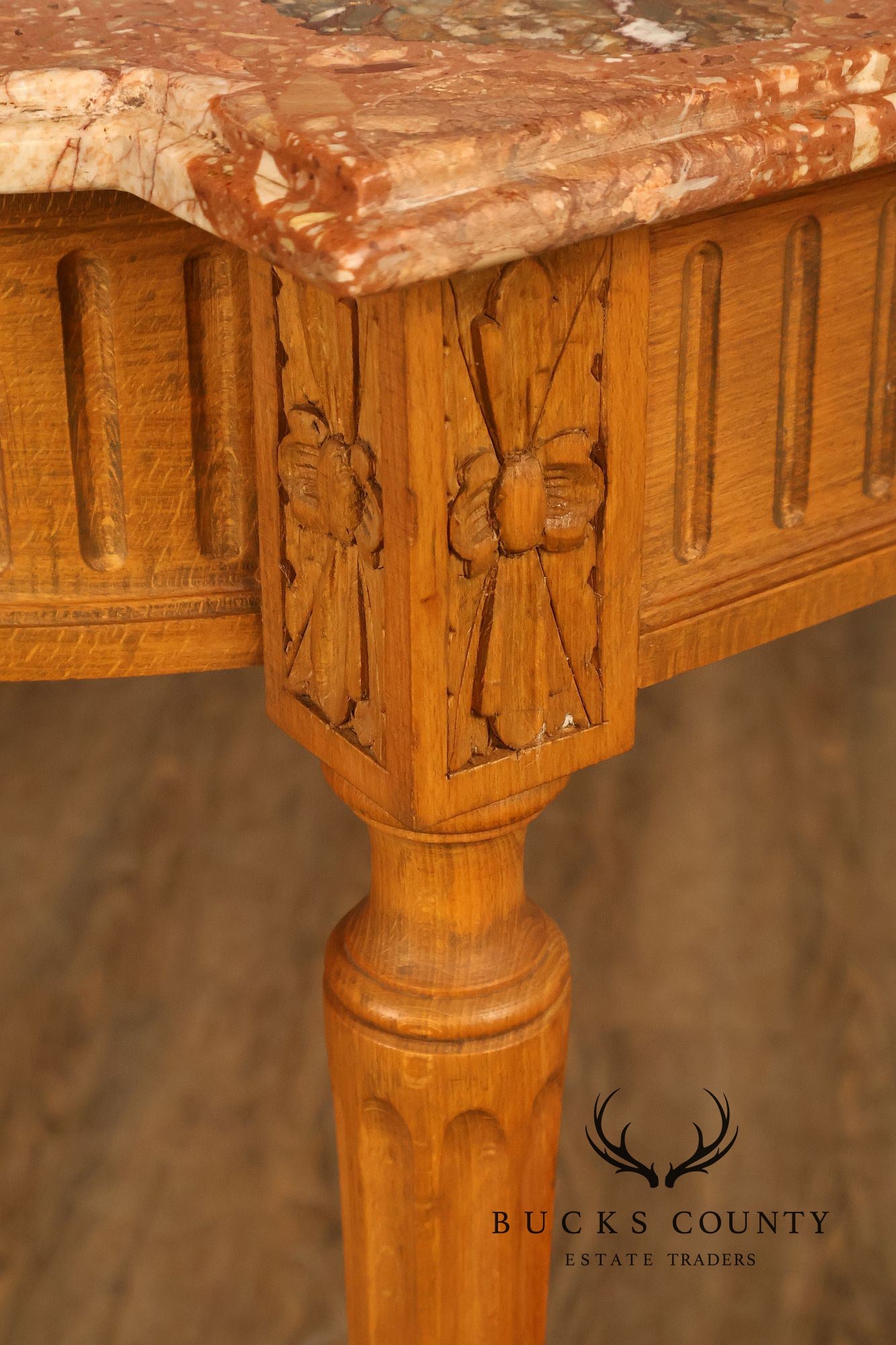 French Louis XVI Style Marble Top Narrow Console