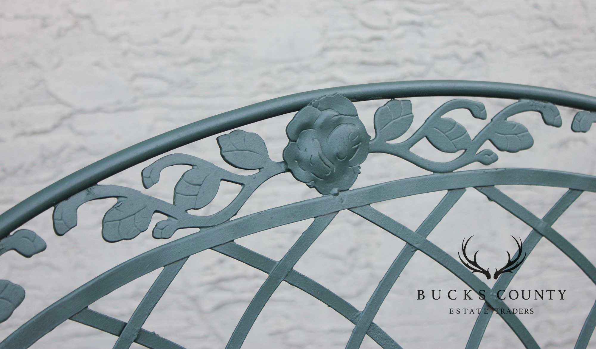 Wrought Iron Outdoor Garden Bench With Rose Motif