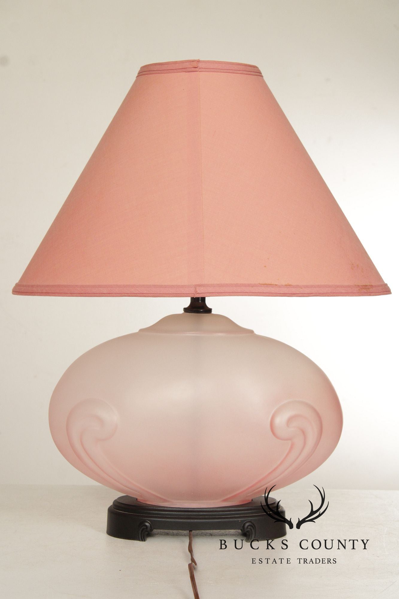 Hollywood Regency Pink Glass Table Lamp