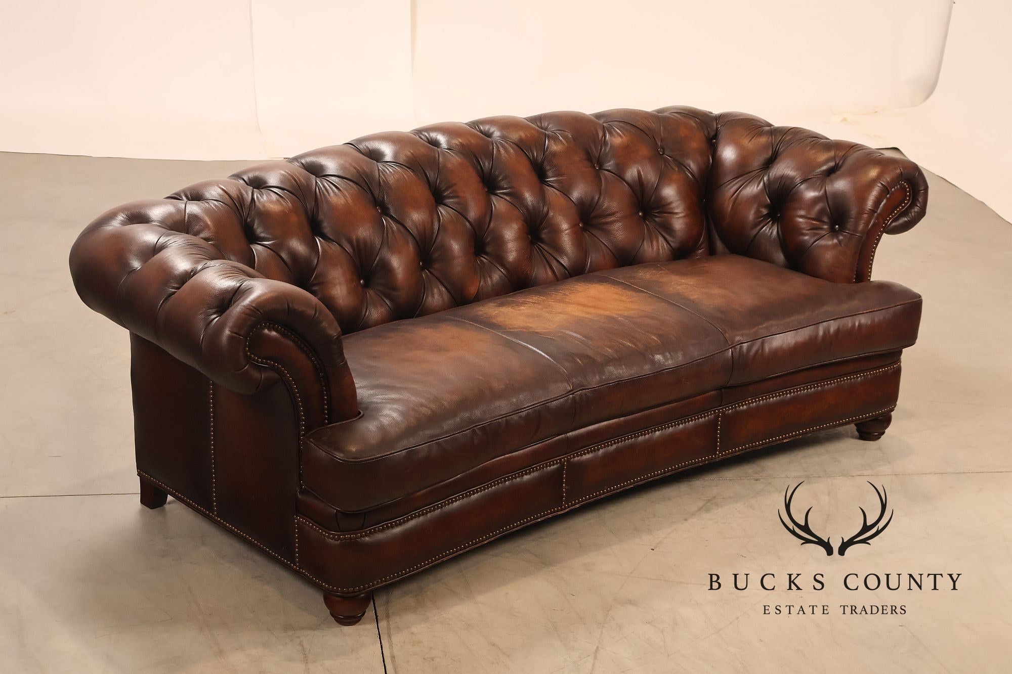 Randall Allen Tufted Leather Chesterfield Sofa