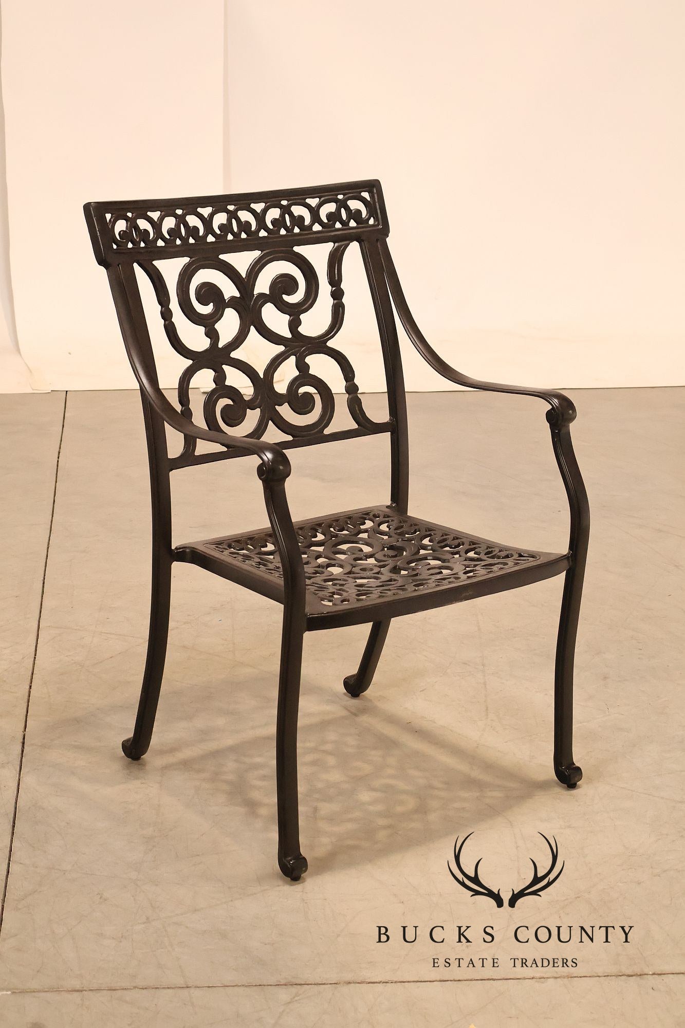 Castelle Cast Aluminum Outdoor Dining Table With Six Chairs Patio Set