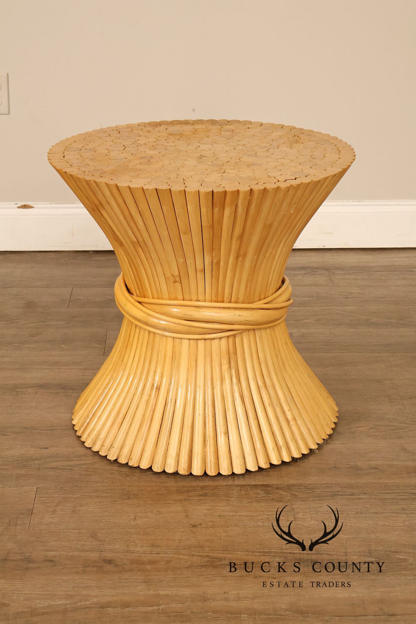 Vintage Pair of Wheat Sheaf End Tables