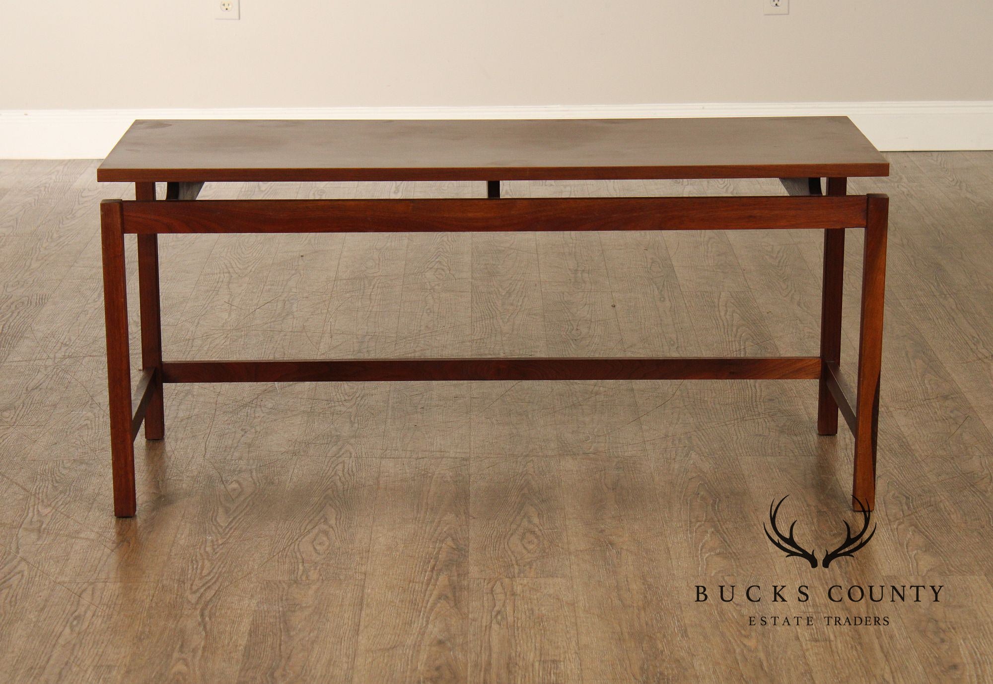 Jens Risom Style Mid Century Modern Walnut Console
