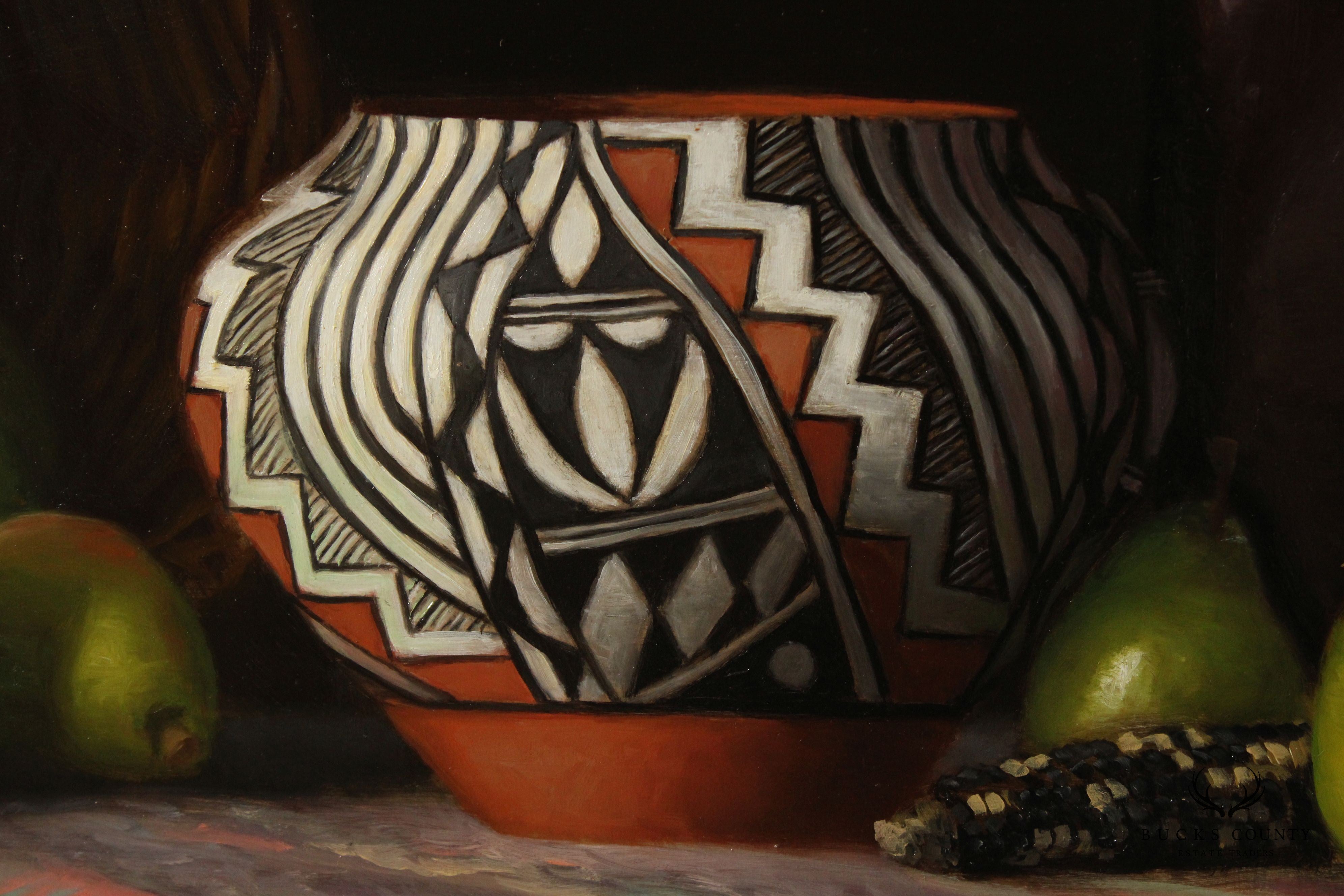 Ernest Baber Framed Still-Life Oil Painting, Acoma Pot