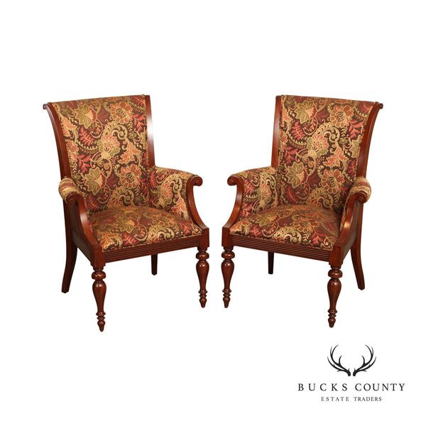 Ethan Allen British Colonial  Style Pair of Host Armchairs