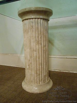 Maitland Smith Tessellated Stone Greek Doric Column Pedestal Glass Top Desk