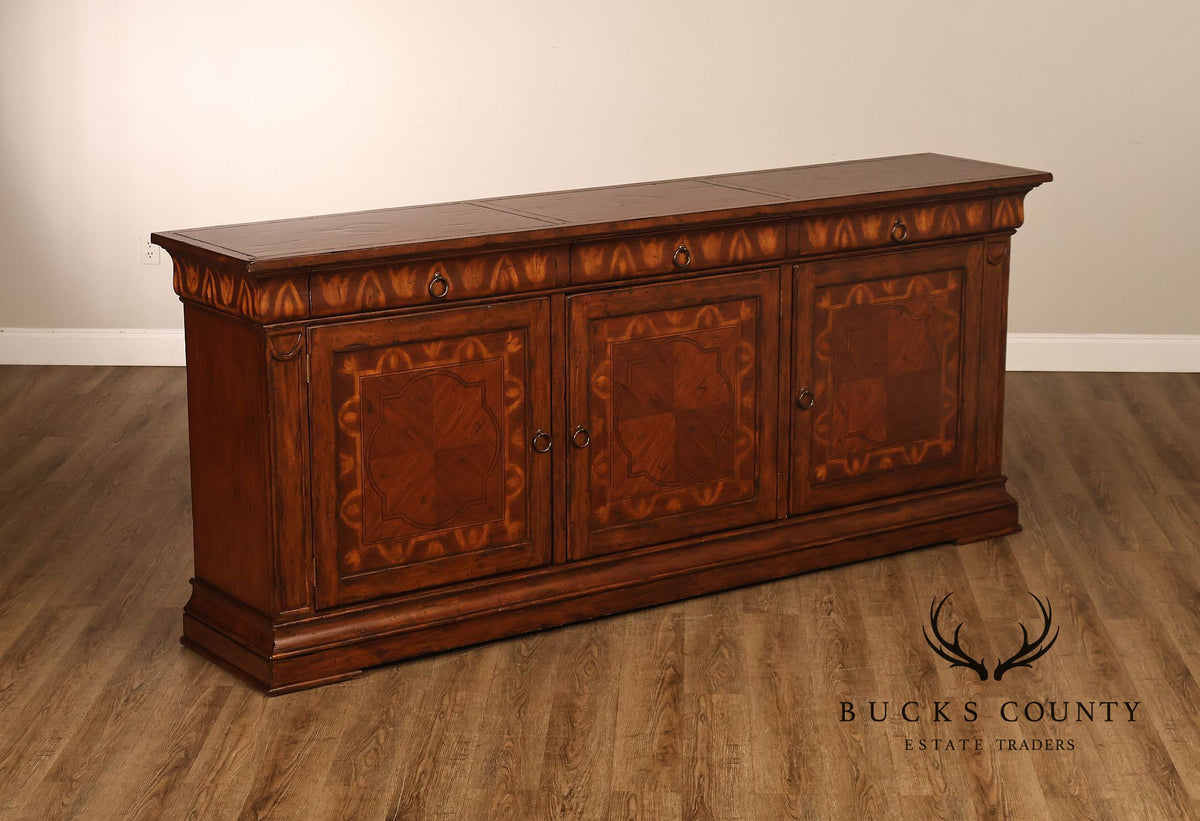 Traditional Georgian Style Inlaid Three Door Credenza Sideboard