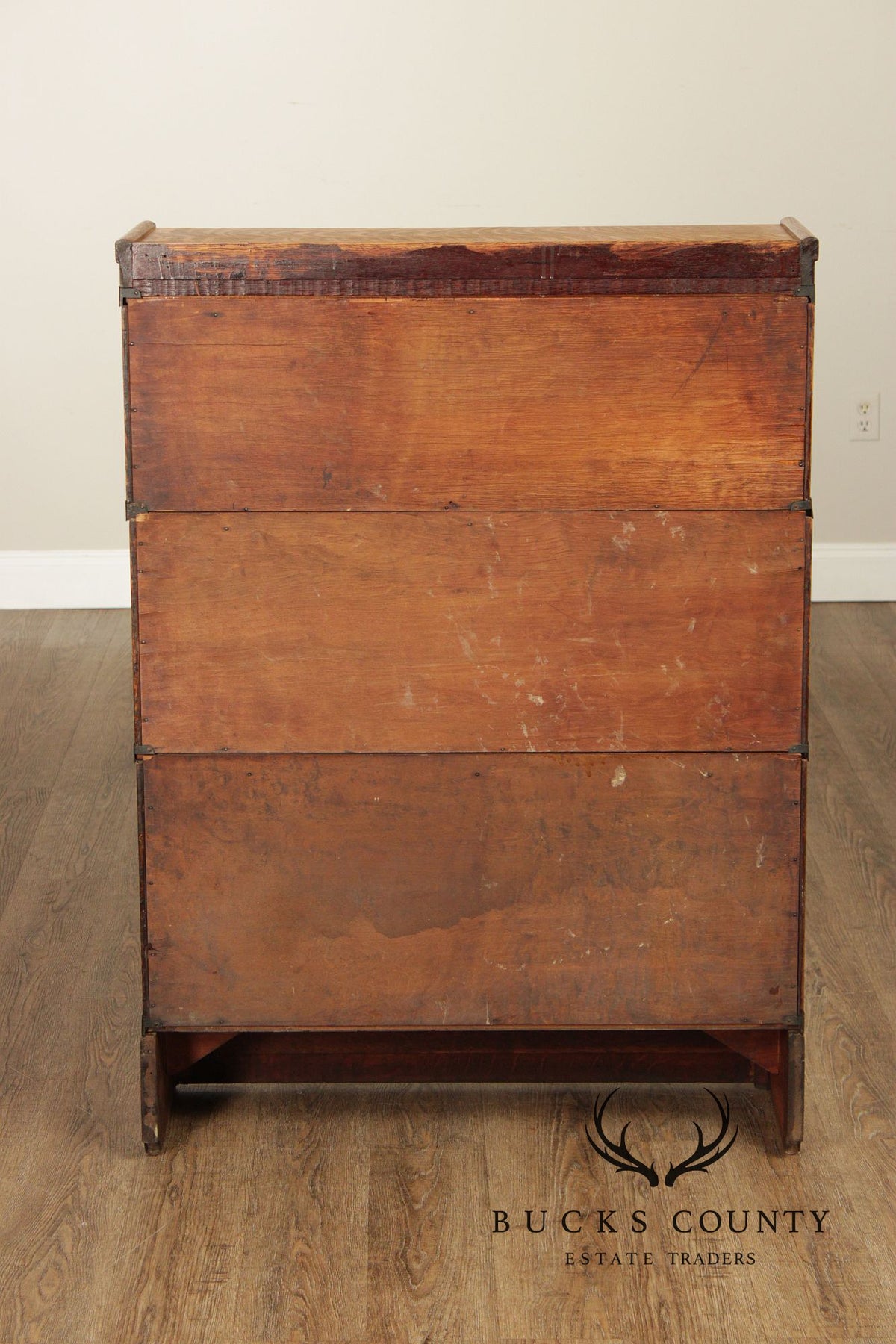 Antique Macey Oak Three Stack Barrister Bookcase