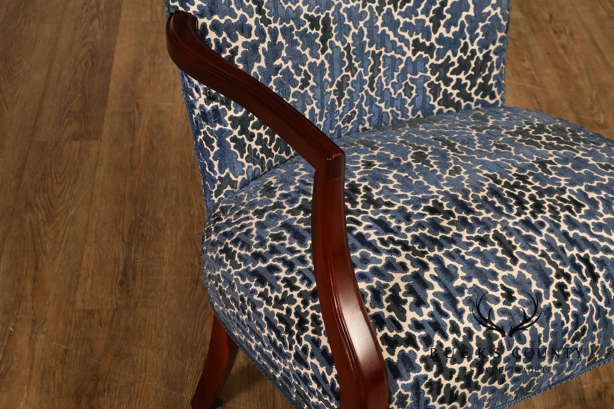 Contemporary Pair of Upholstered Dining Armchairs