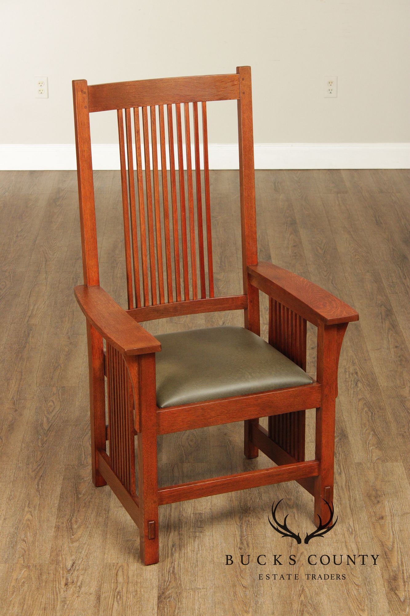 Stickley Mission Collection Pair of Oak Spindle Armchairs