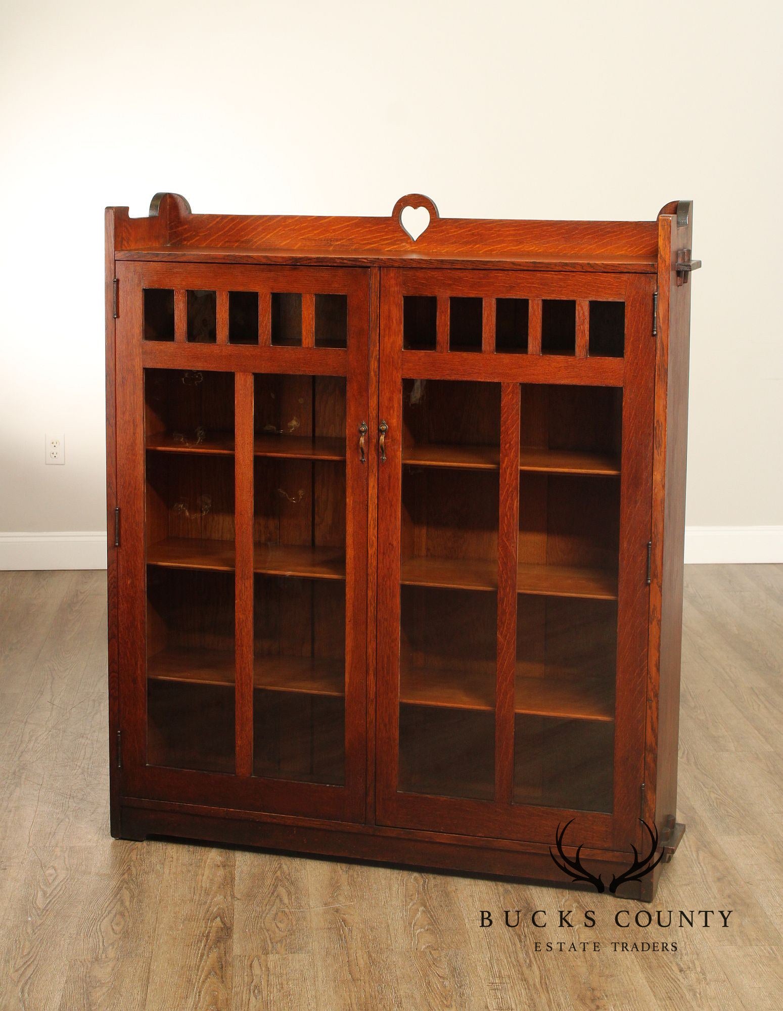 Stickley Brothers Antique Mission Oak Glass Door Bookcase