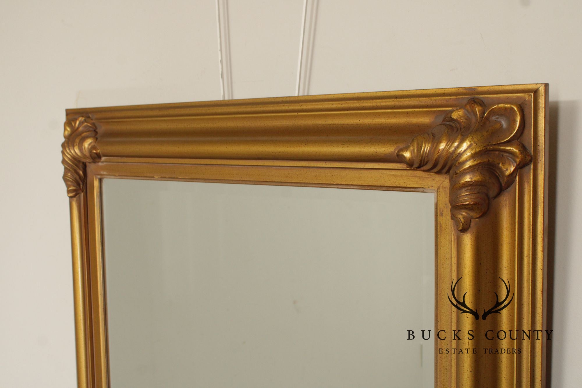 Vintage Carved Giltwood Beveled Wall Mirror