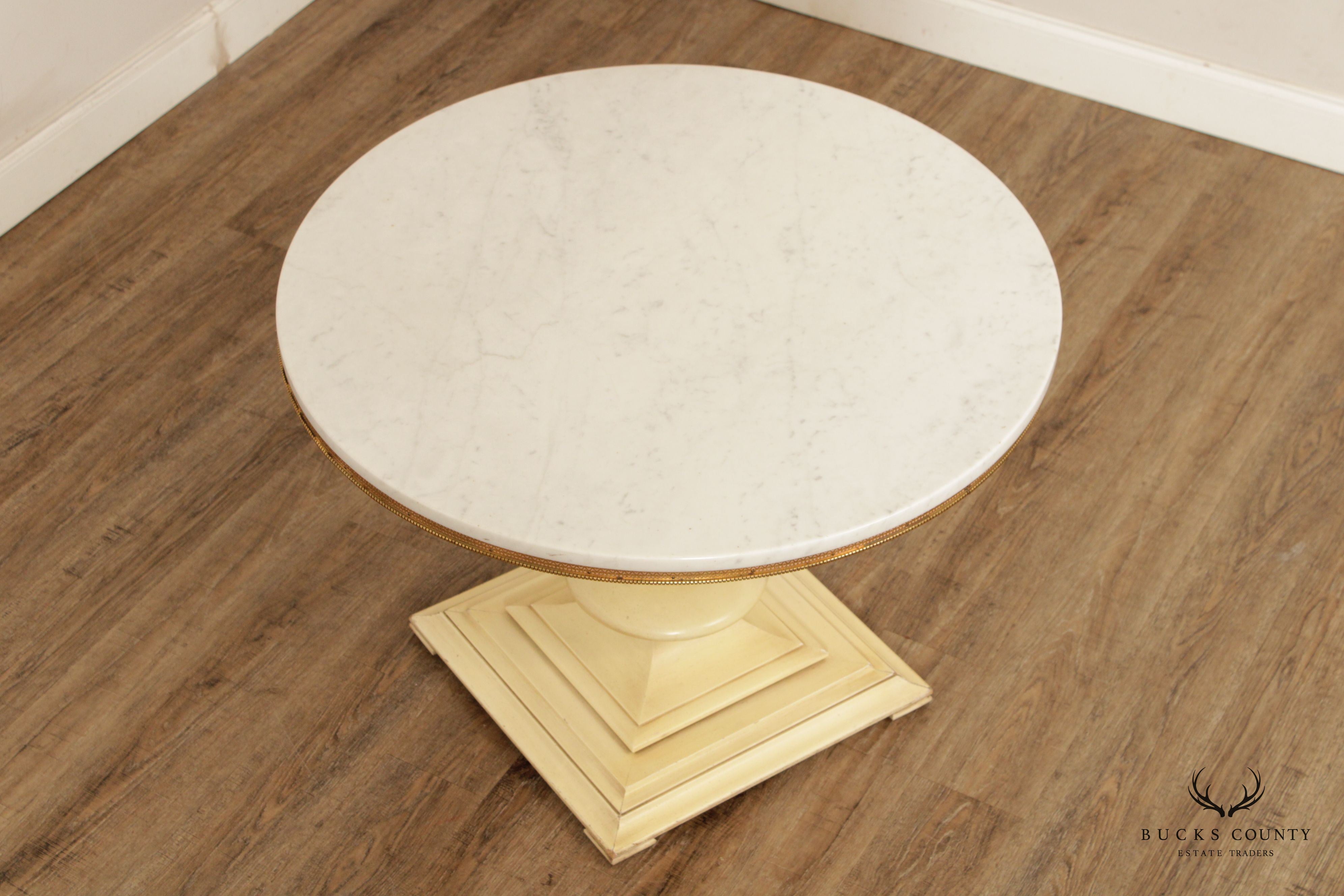 American of Chicago Vintage Round Marble Top Neoclassical Style Coffee or Center Table