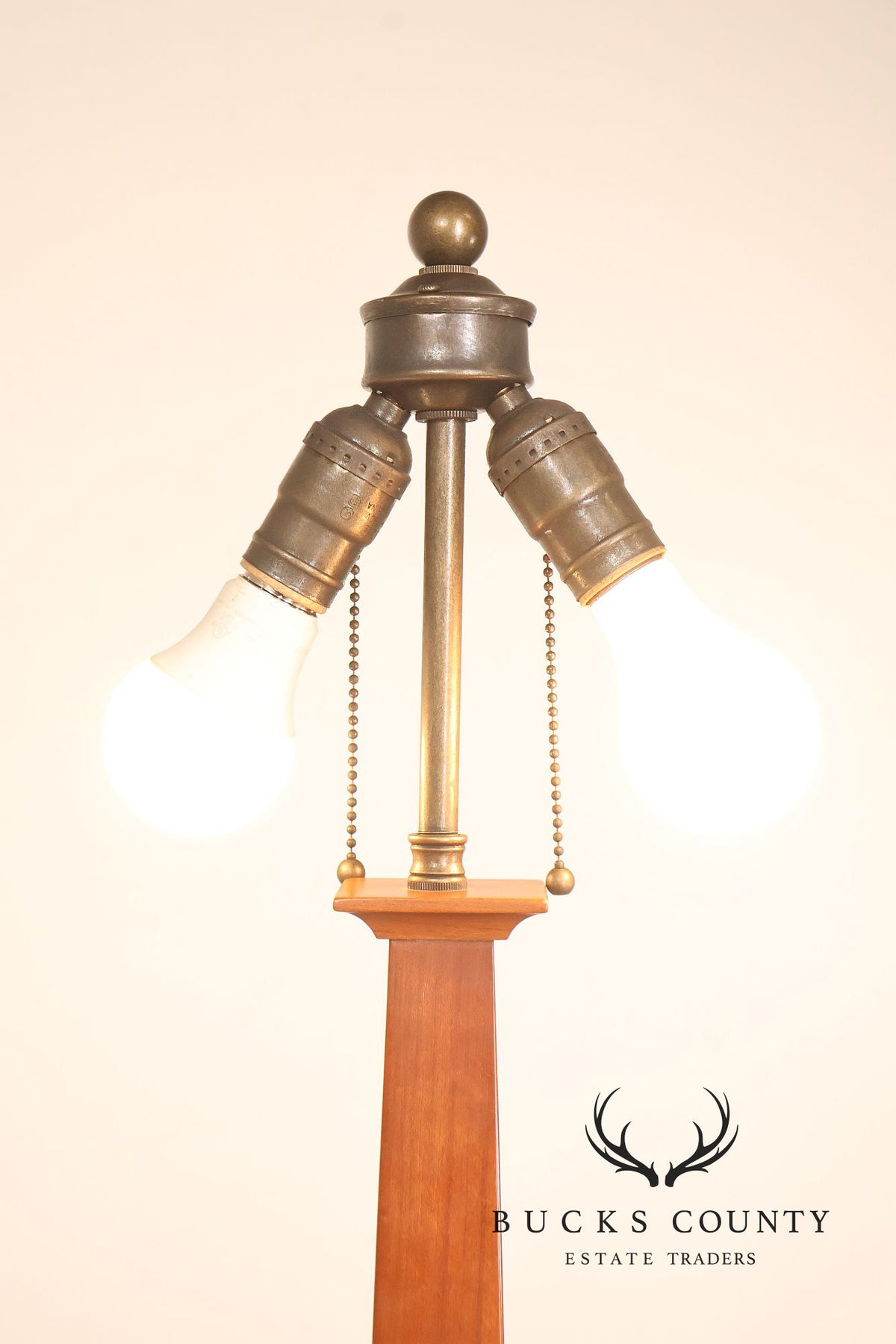 Stickley Stained Glass Shade Cherry Wood Table Lamp