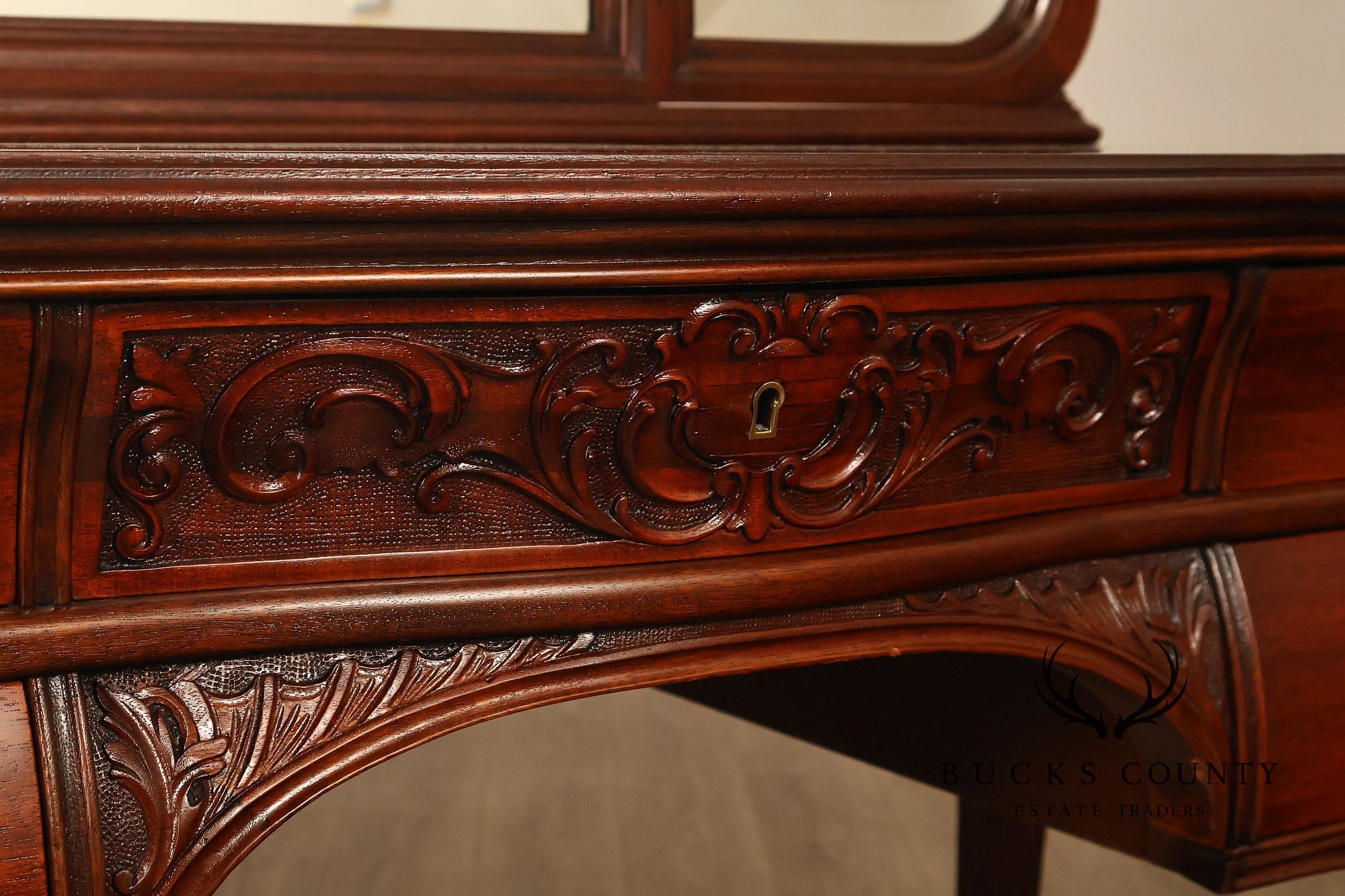 RJ Horner Antique Carved Mahogany Vanity With Mirror