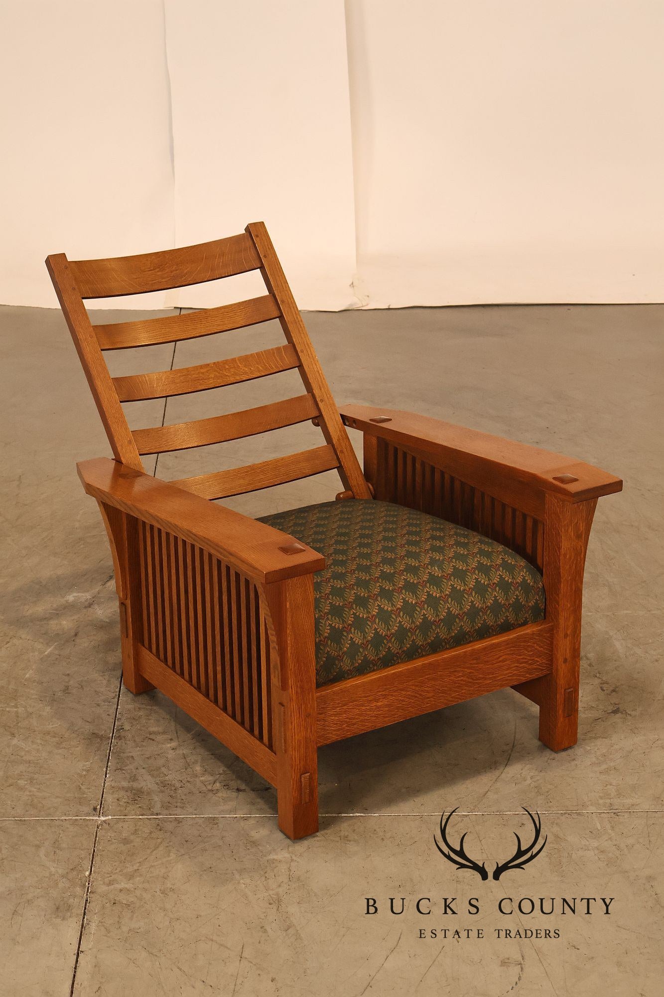 Stickley Mission Collection Oak Bent Arm Morris Chair